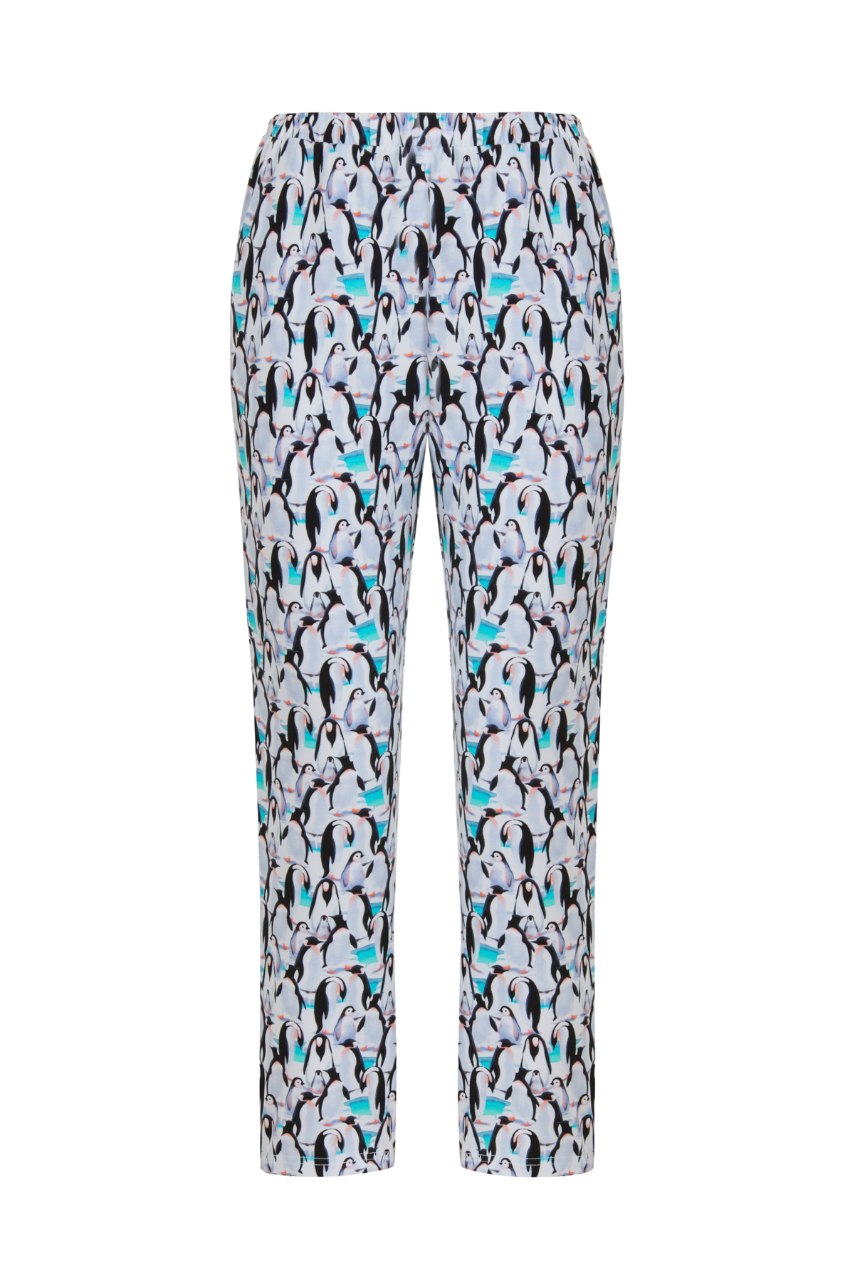 Kadın Penguen Baskılı Uzun Kollu Pijama Takımı