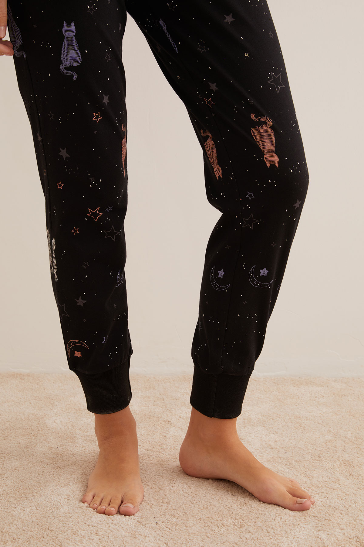 Kadın Pamuklu Manşetli Uzun Pijama Altı