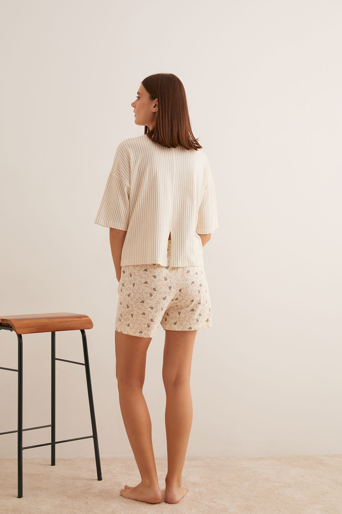 Kadın Modal Karışımlı Pamuklu Belde Biye Detaylı Şort Pijama Altı