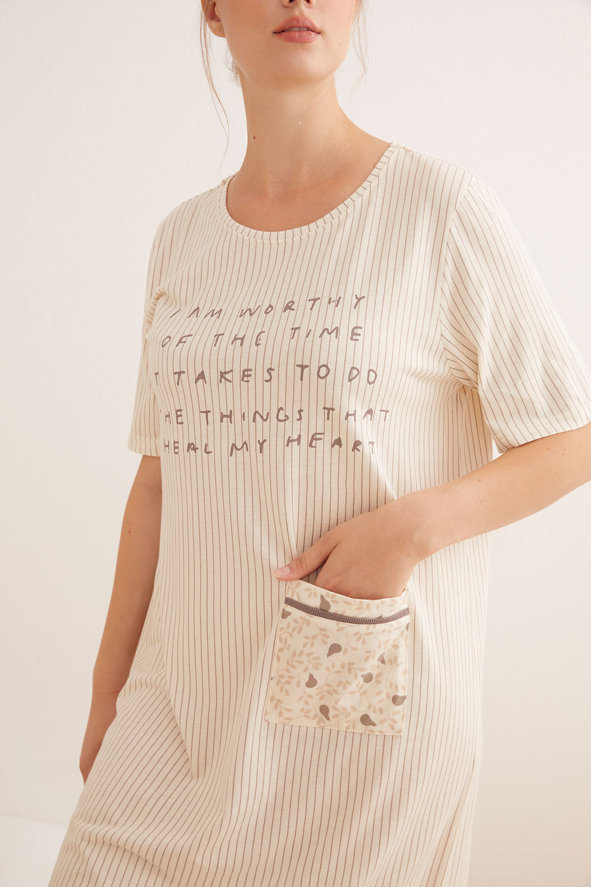 Kadın Büyük Beden Modal Karışımlı Pamuklu Gecelik