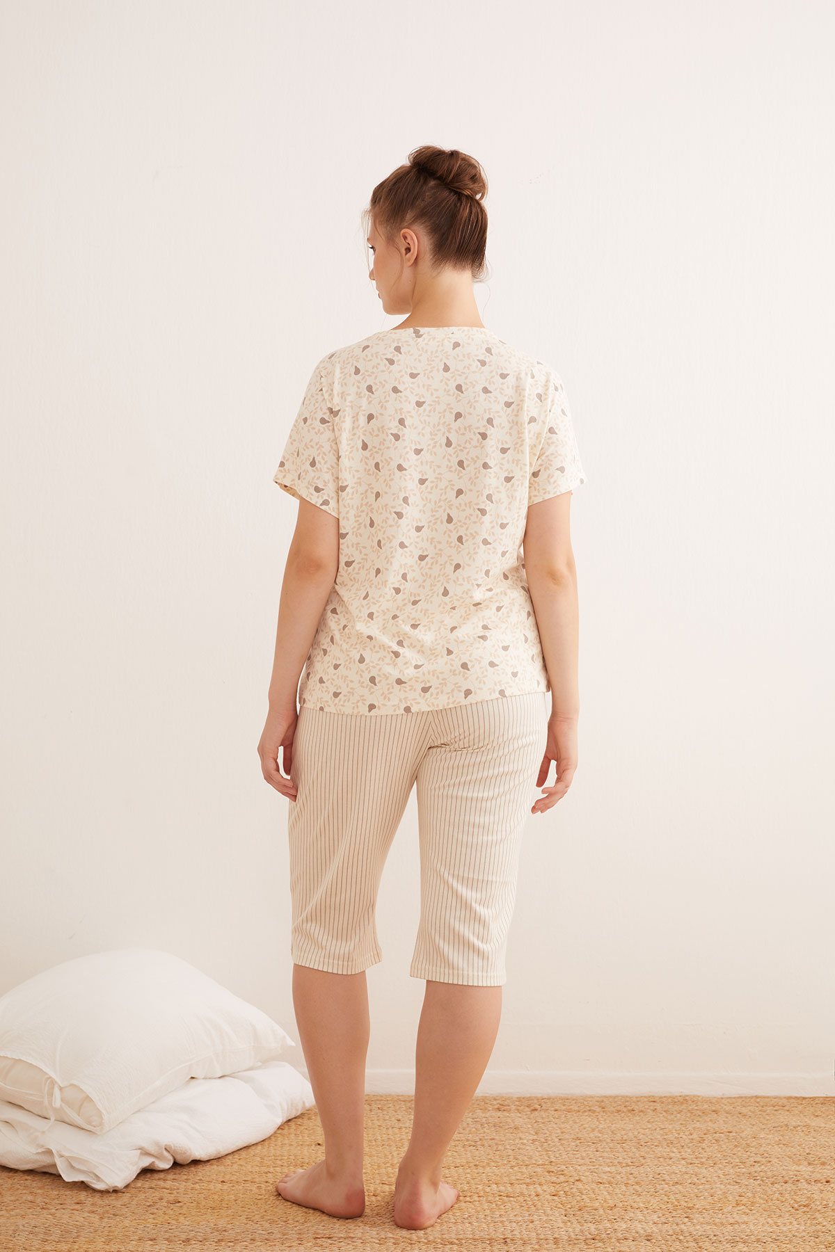 Kadın Büyük Beden Modal Karışımlı Pamuklu Pijama Takımı