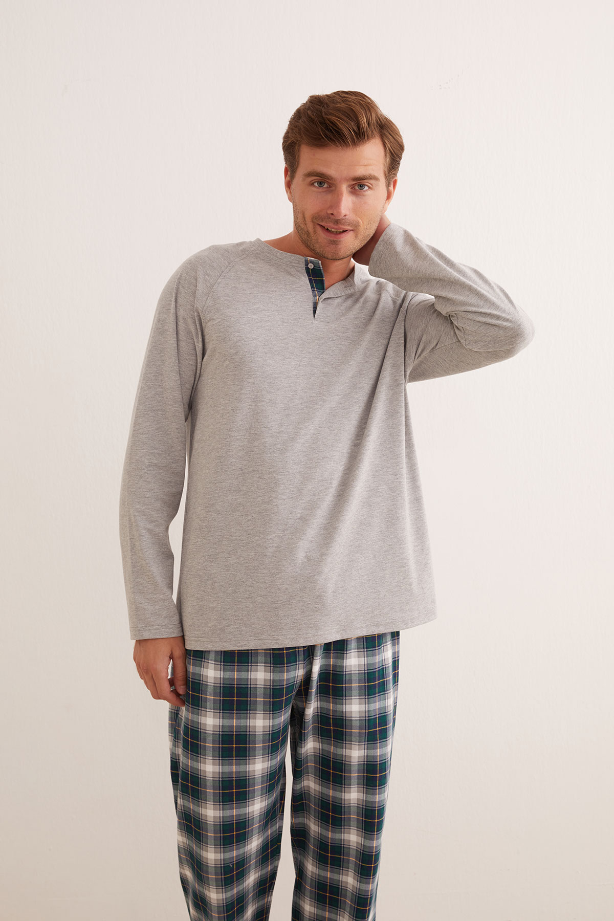 Erkek Pamuklu Kısa Düğmeli Pijama Üstü