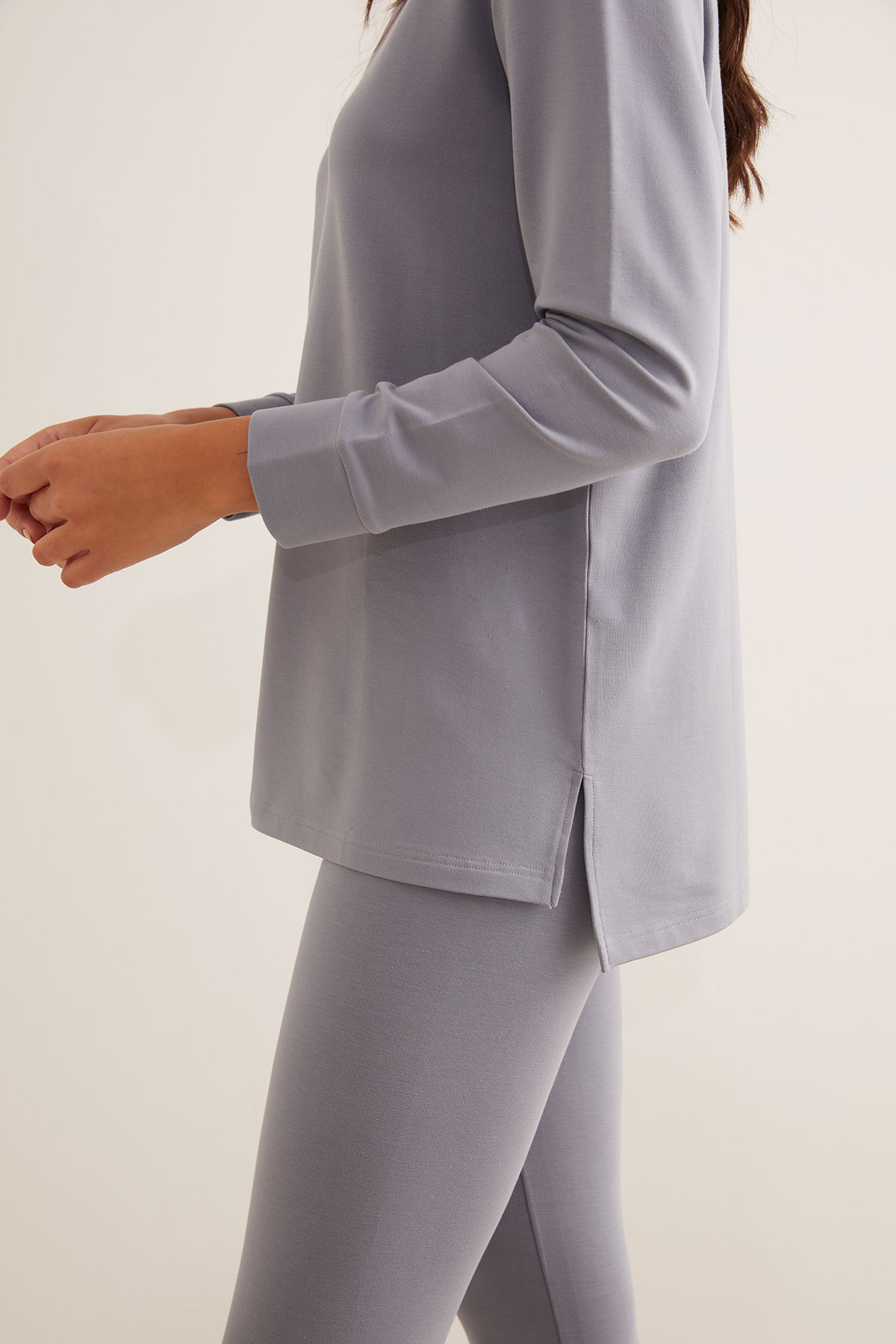 Kadın Modal İki İplik Uzun Kollu Taytlı Takım