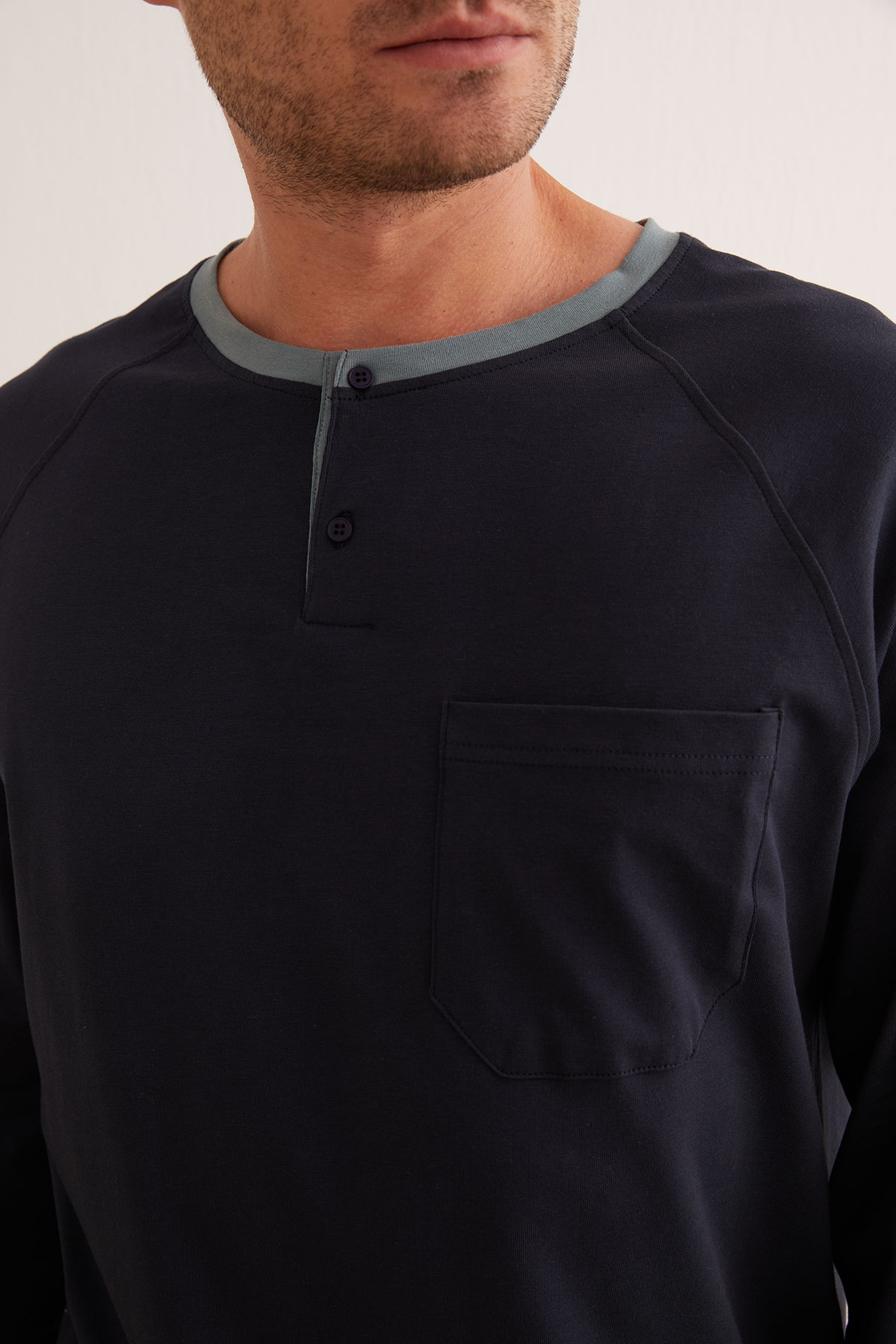 Erkek Pamuklu Kısa Düğmeli Pijama Üstü