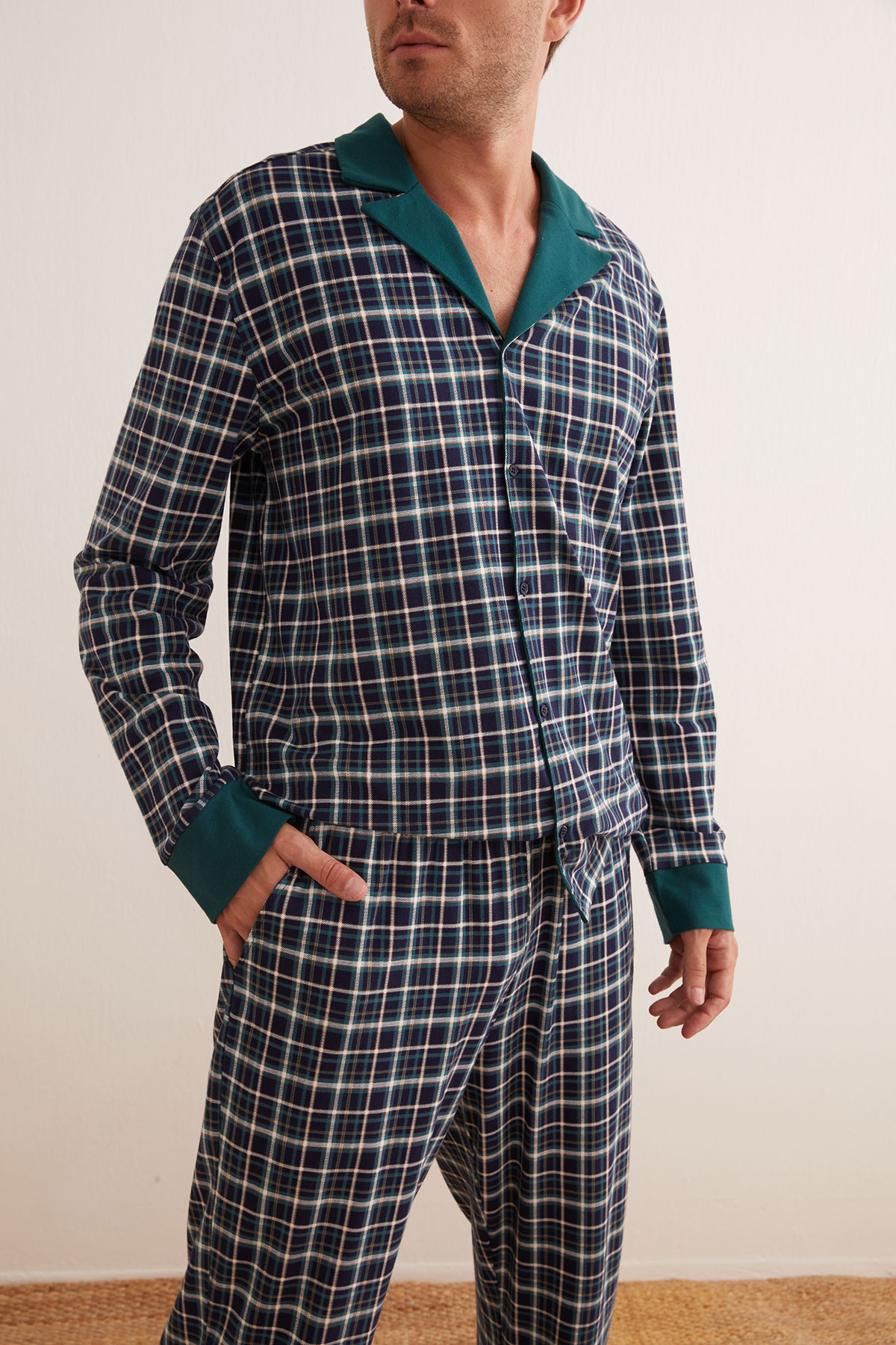 Erkek Pamuklu Cepli Uzun Pijama Altı