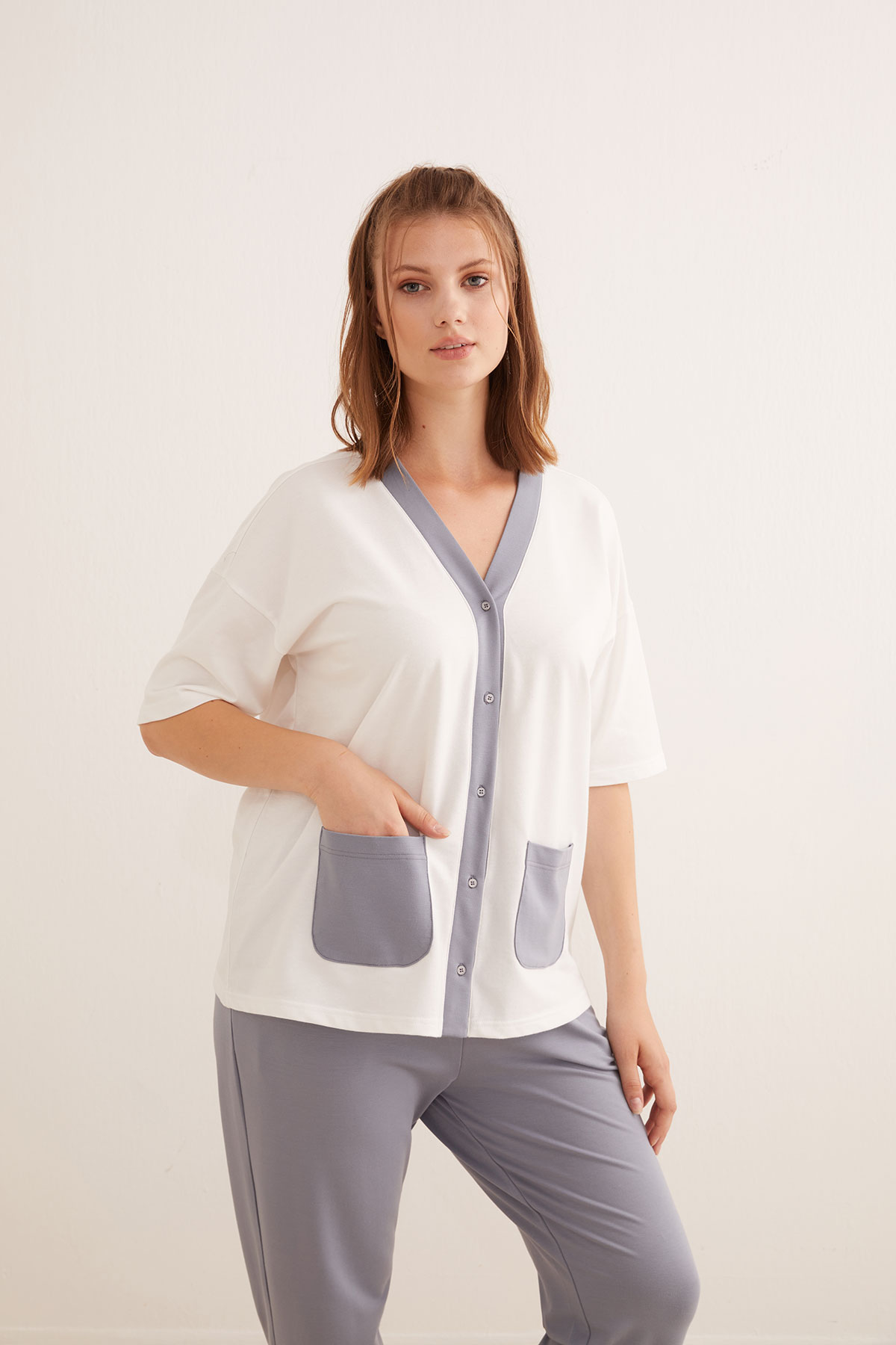 Kadın Büyük Beden İki İplik Modal Ev Giyim Takım