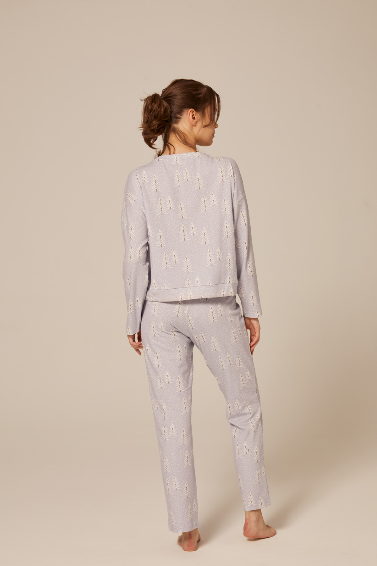 Kadın Pamuklu Beli Bağcıklı Pijama Üstü