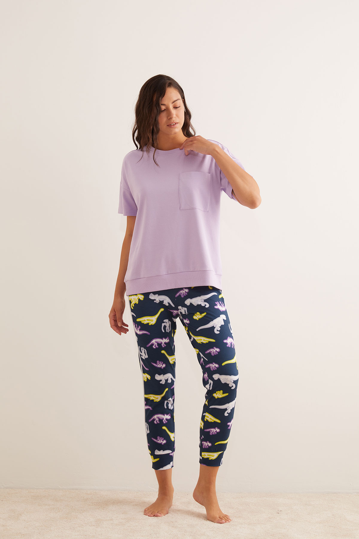 Kadın Pamuklu Cep Detaylı Kısa Kollu Tshirt