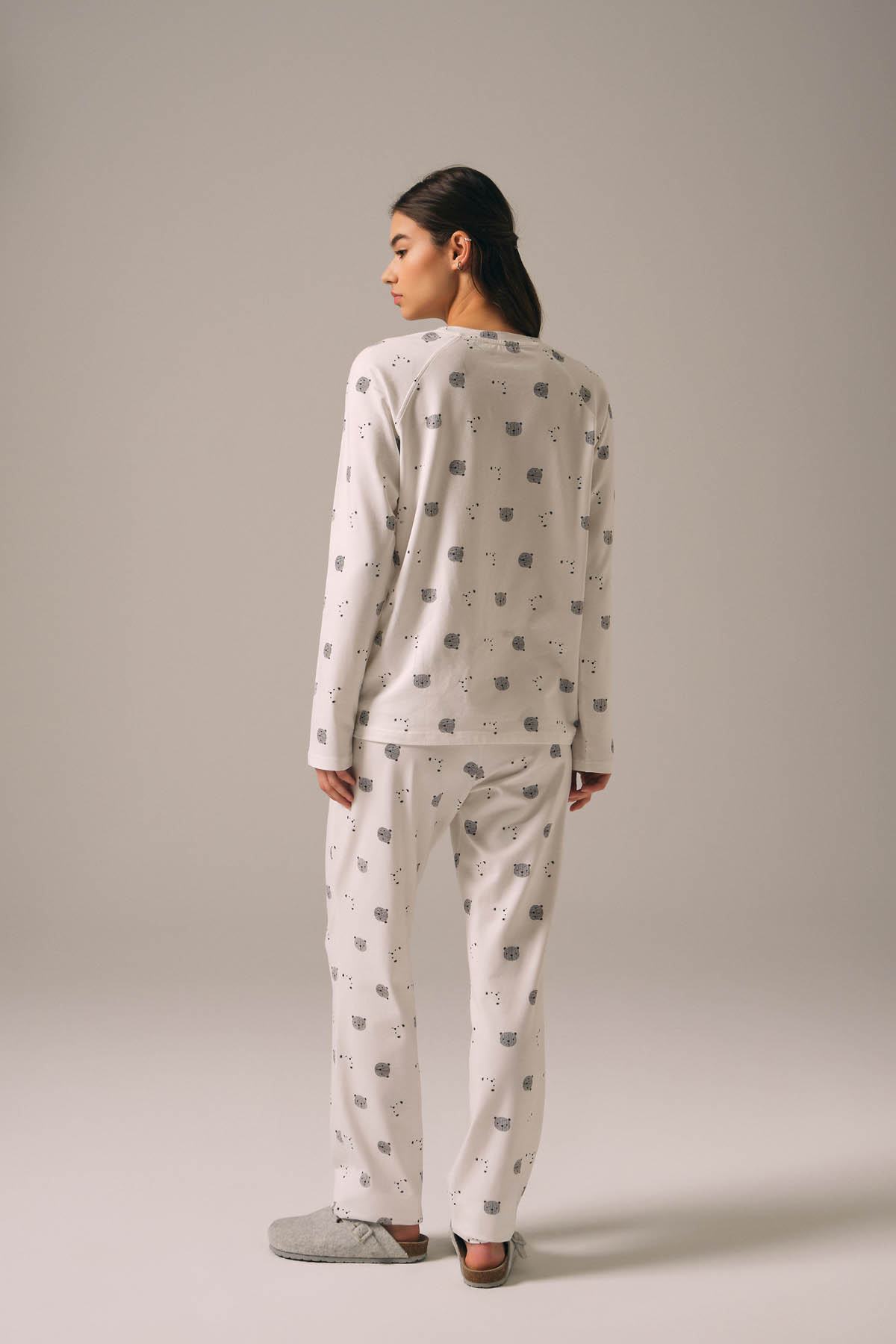 Kadın Pamuklu Uzun Kollu Pijama Üstü