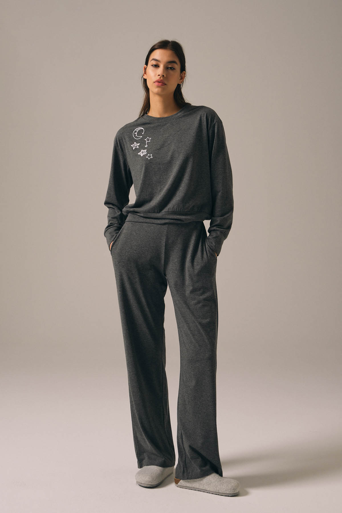 Kadın Pamuklu Uzun Pijama Takımı