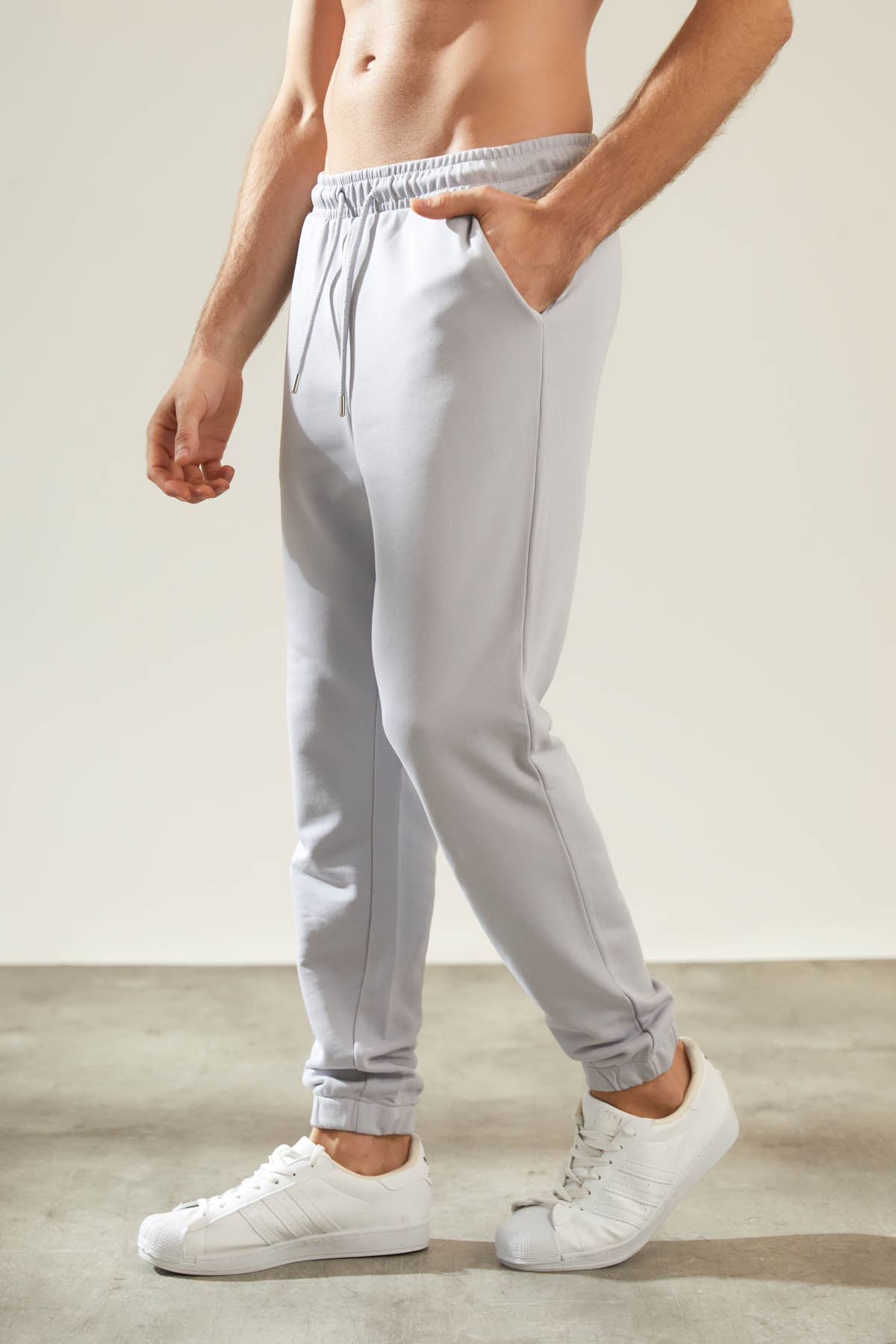 Erkek Pamuklu Üç İplik Cepli Uzun Eşofman Altı