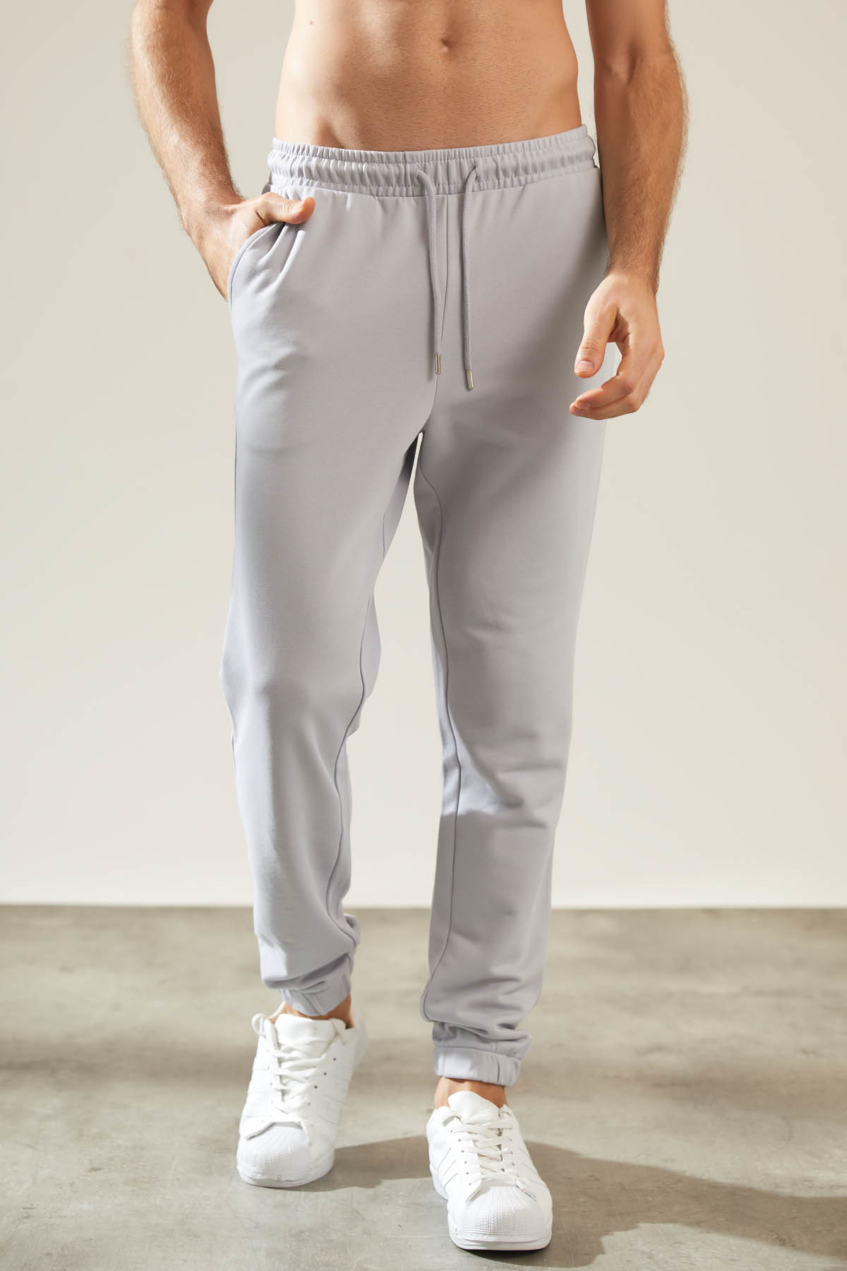 Erkek Pamuklu Üç İplik Cepli Uzun Eşofman Altı