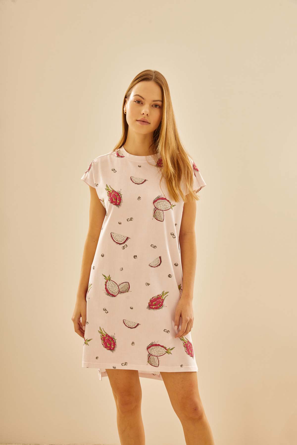 Kadın Pamuklu Yanları Yırtmaçlı Midi Gecelik