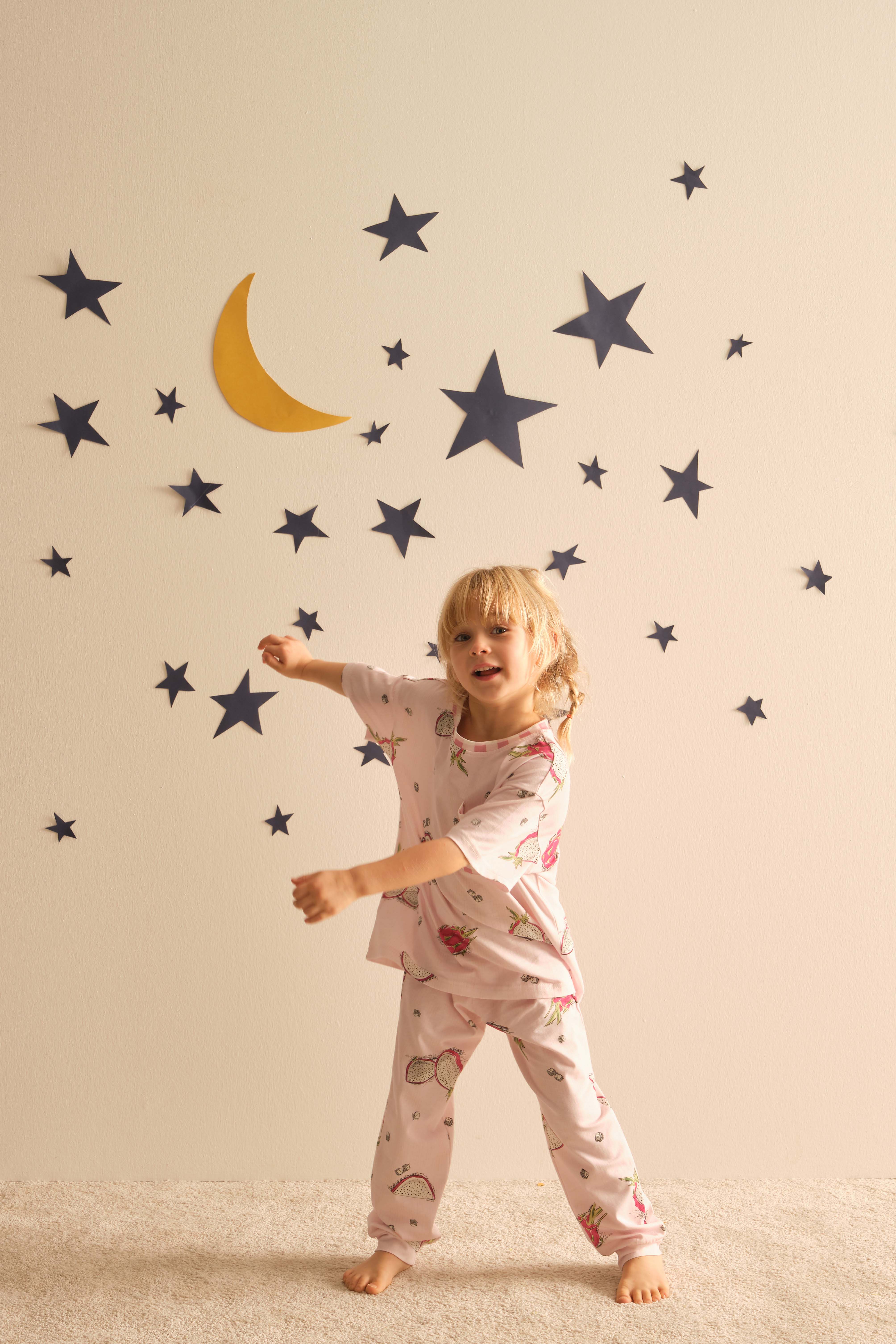 Kız Çocuk Kısa Kollu Manşetli Pijama Takımı