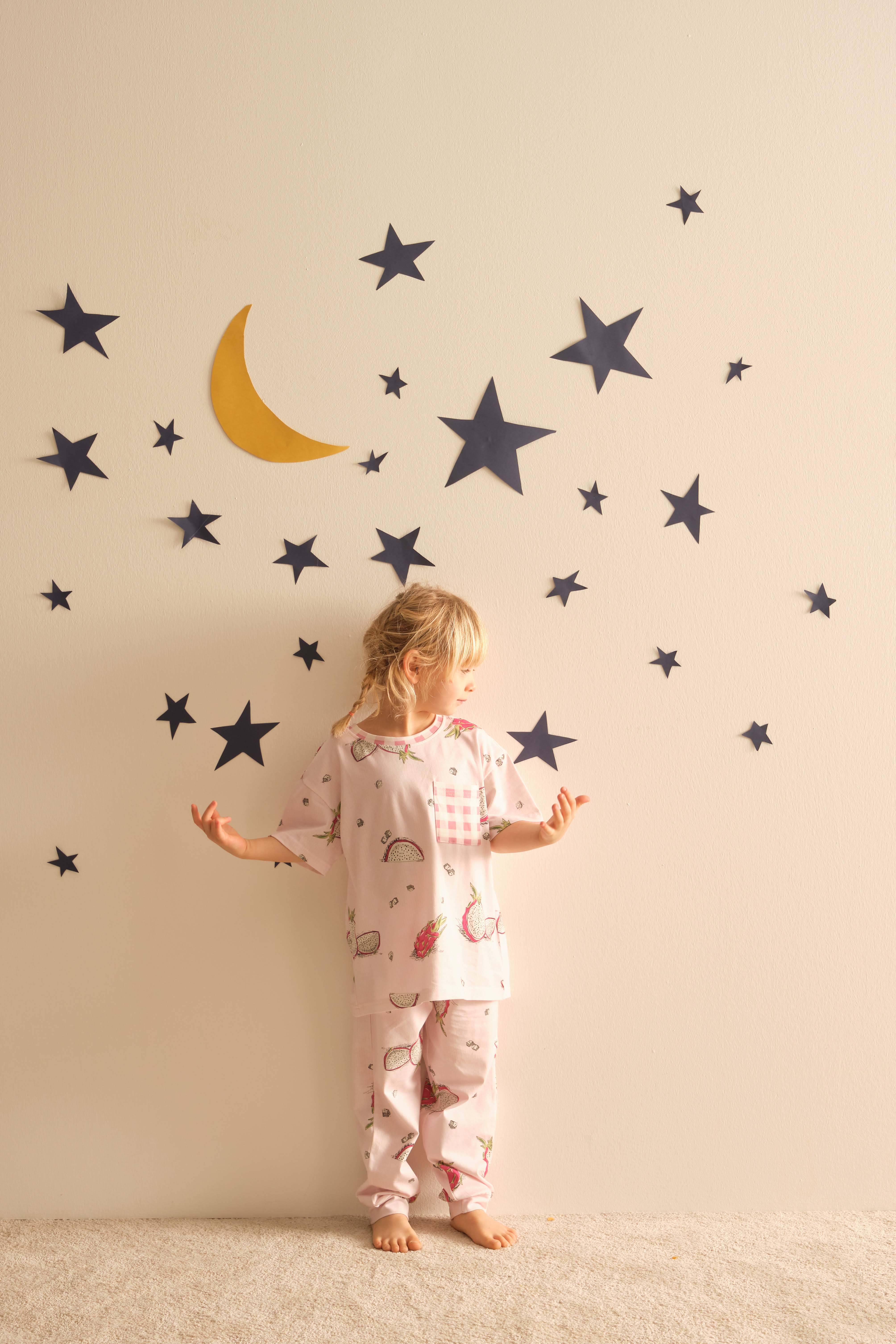 Kız Çocuk Kısa Kollu Manşetli Pijama Takımı