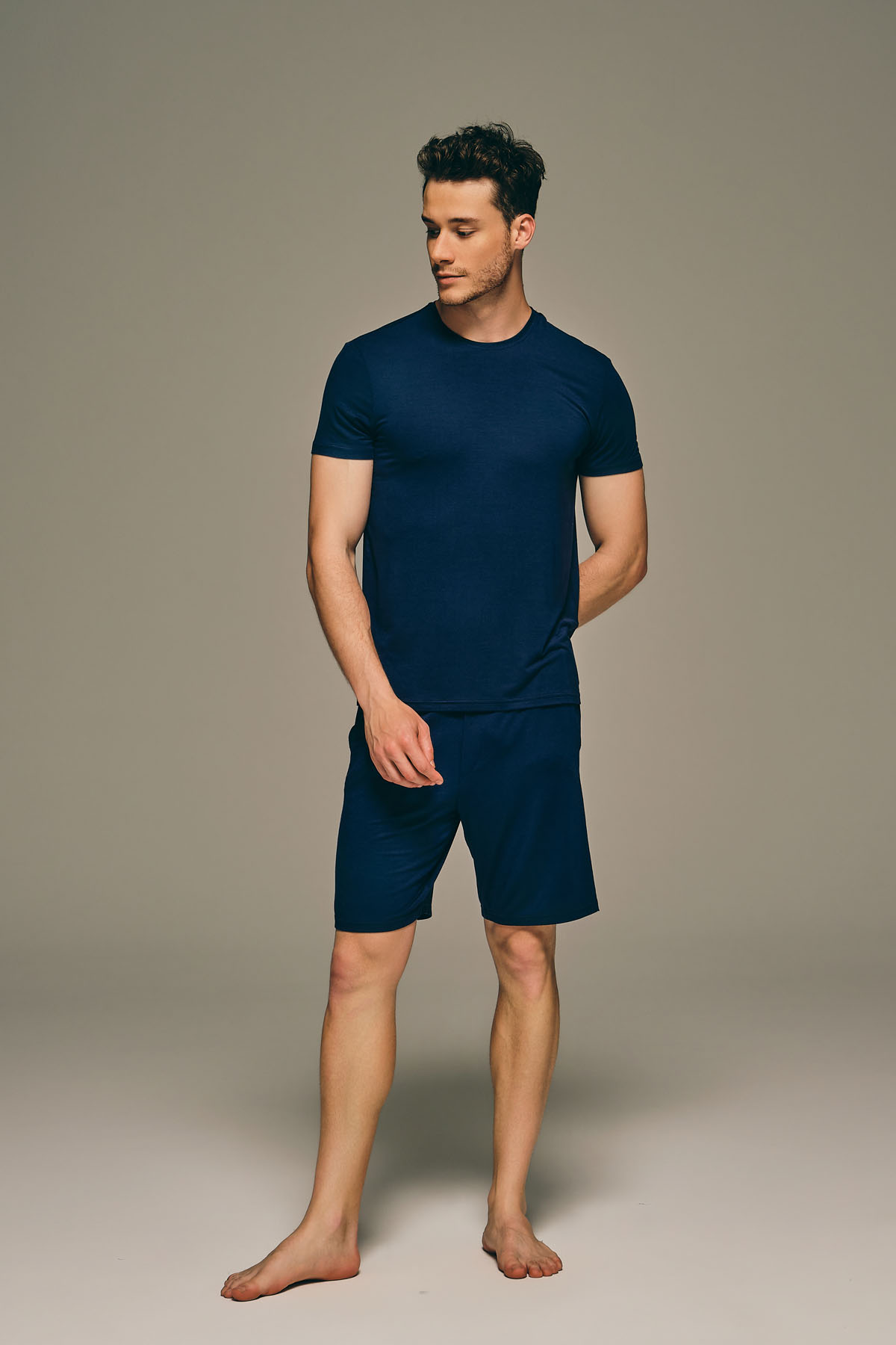 Erkek Modal Bisiklet Yaka Kısa Kollu T-shirt