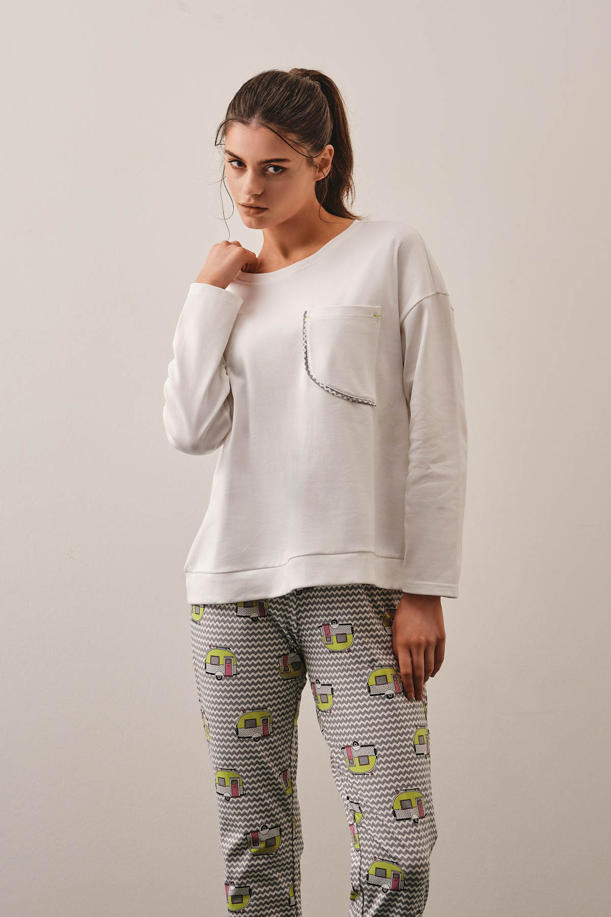 Kadın Pamuklu Uzun Pijama Takımı