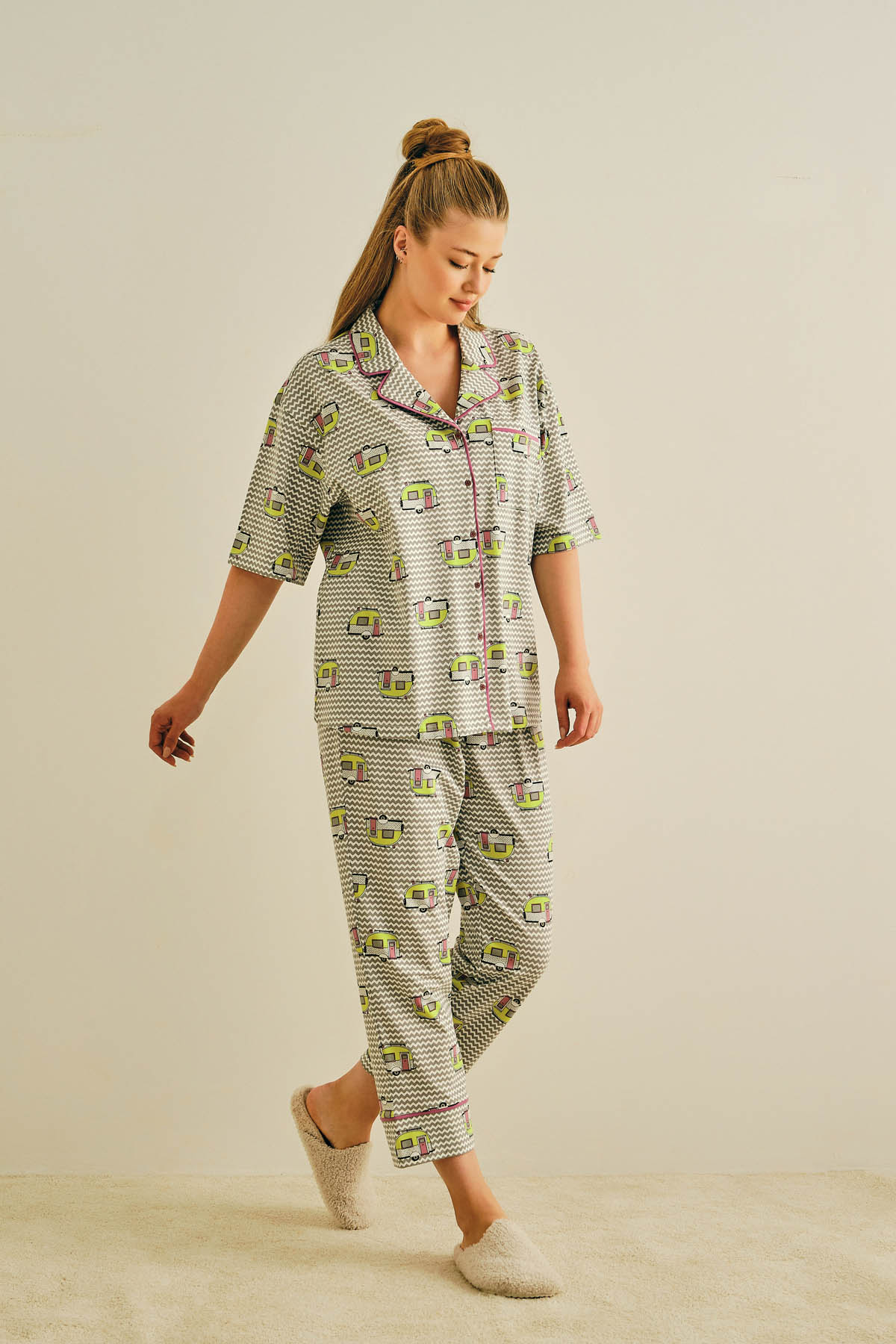 Kadın Büyük Beden Gömlek Pijama Üstü