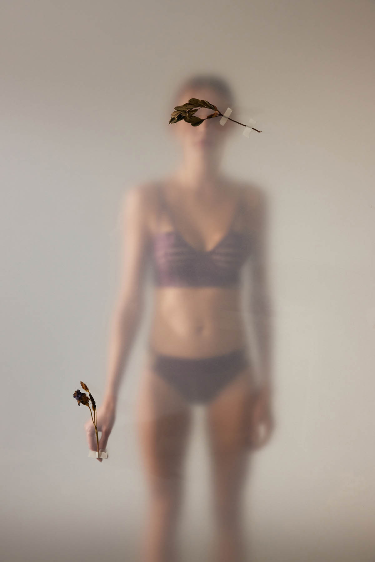 Kadın Çizgili Tül Balensiz Bralet