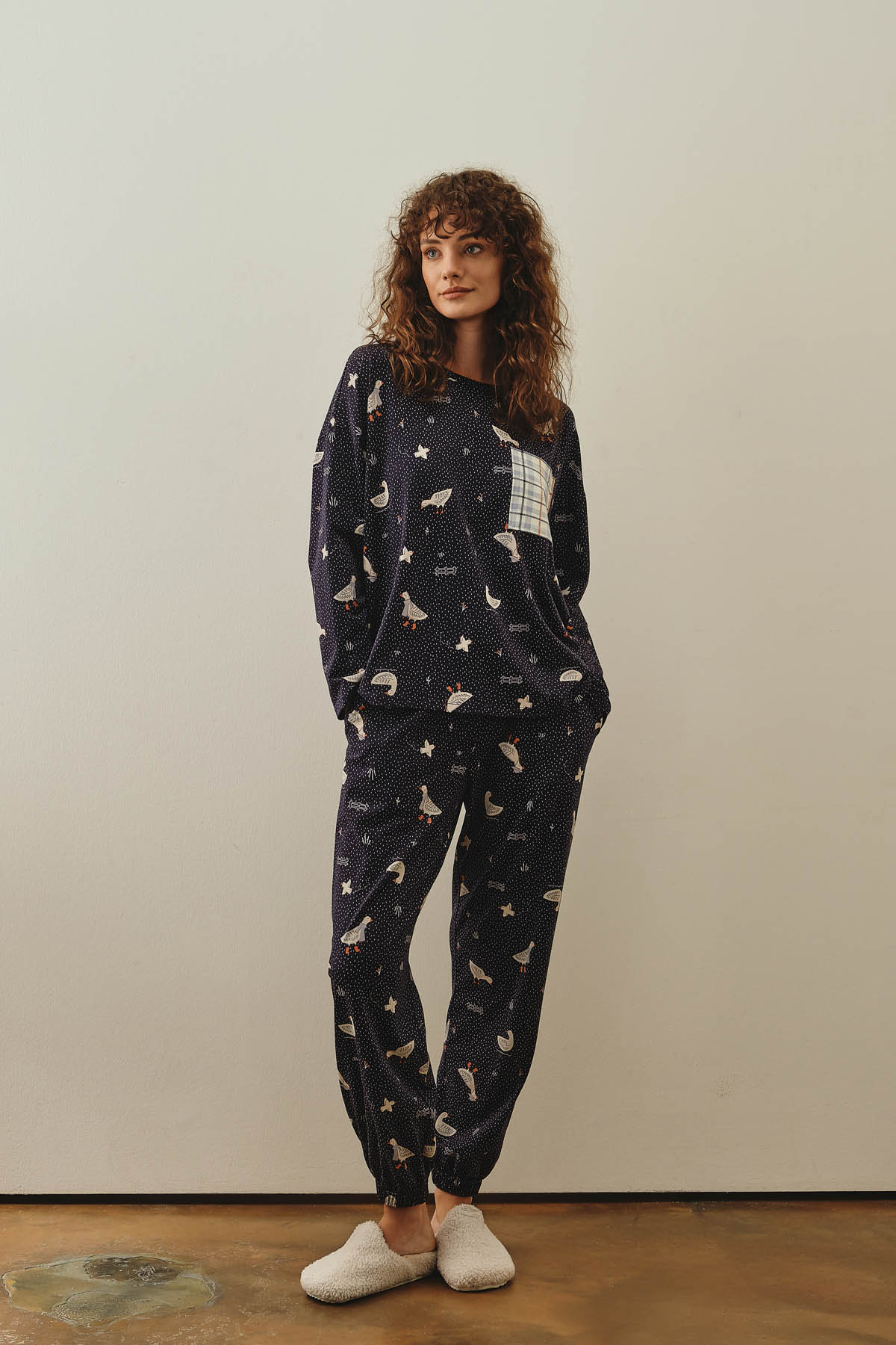 Kadın Pamuklu Uzun Pijama Takımı