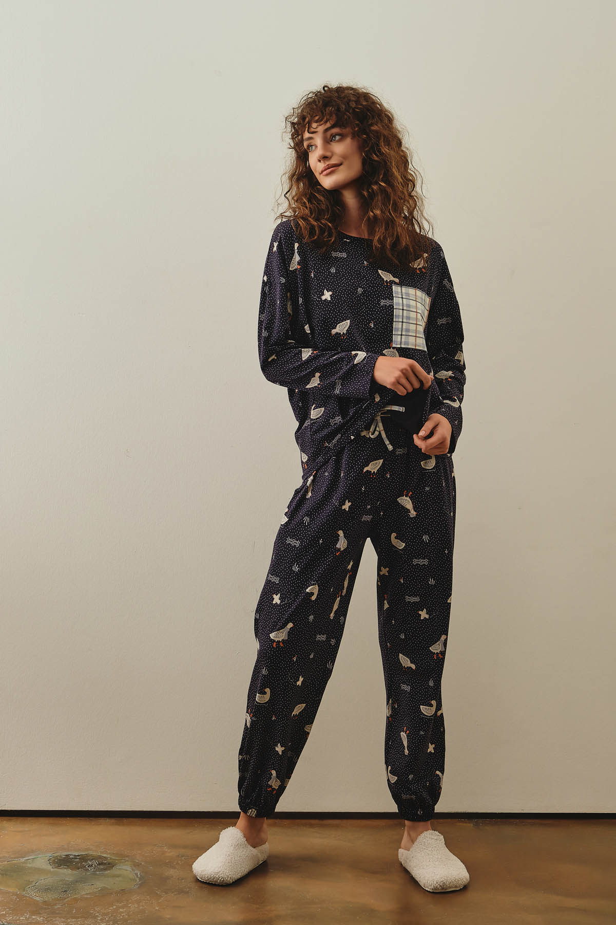 Kadın Pamuklu Uzun Pijama Takımı