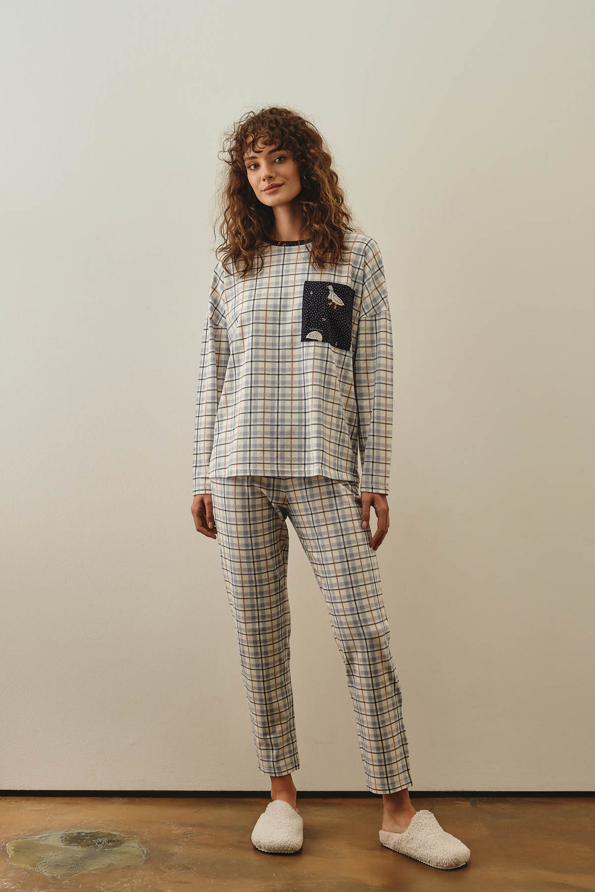 Kadın Pamuklu Uzun Kollu Pijama Takımı