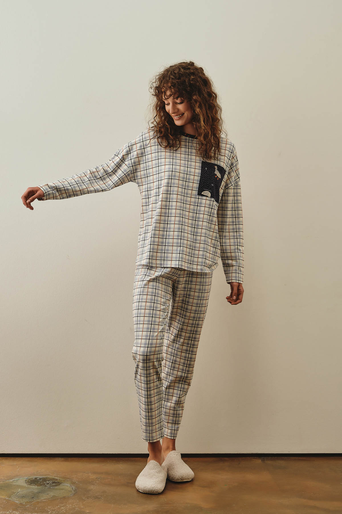 Kadın Pamuklu Uzun Kollu Pijama Takımı