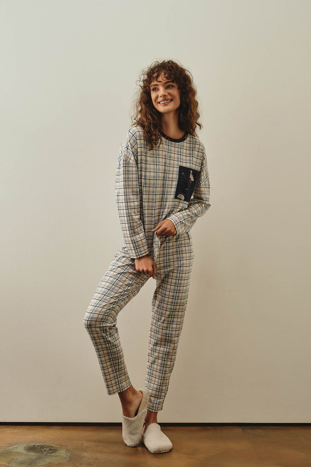 Kadın Pamuklu Uzun Kollu Pijama Takımı