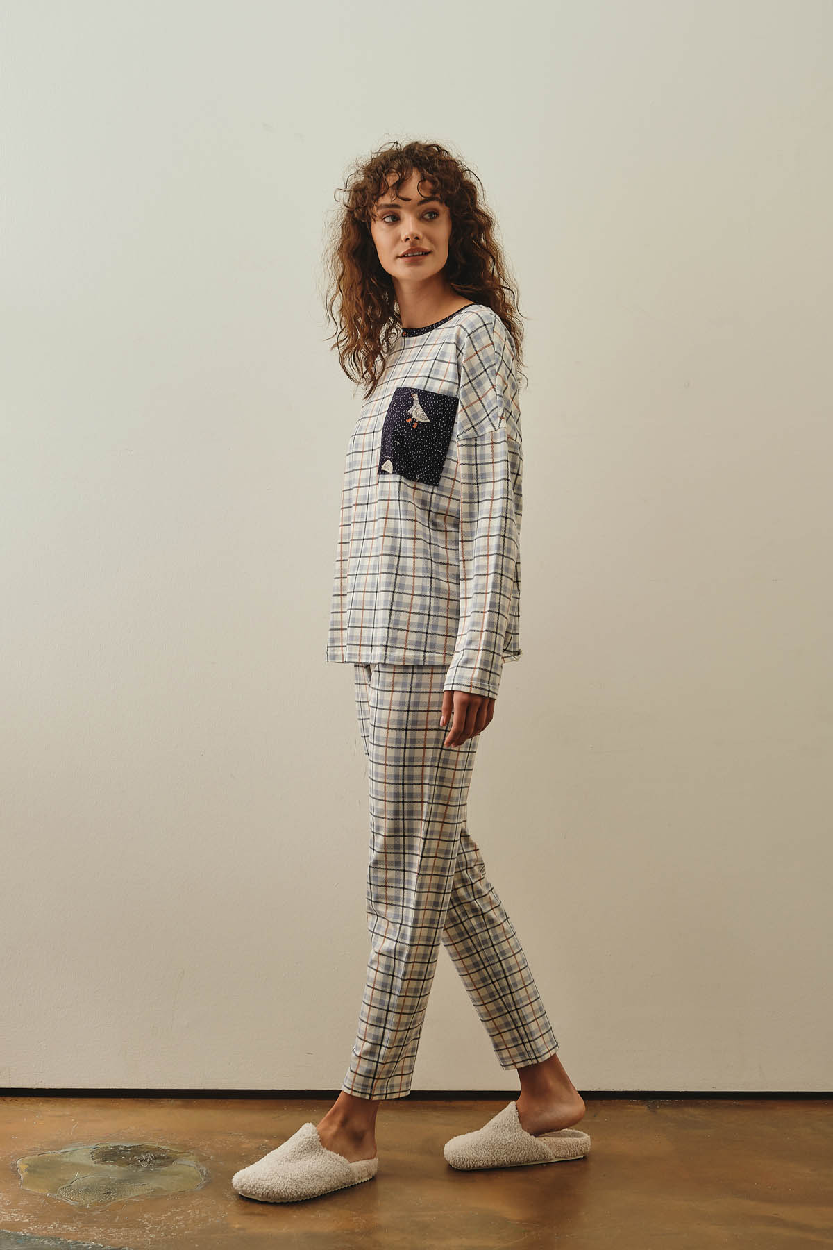 Kadın Pamuklu Uzun Kollu Pijama Takımı