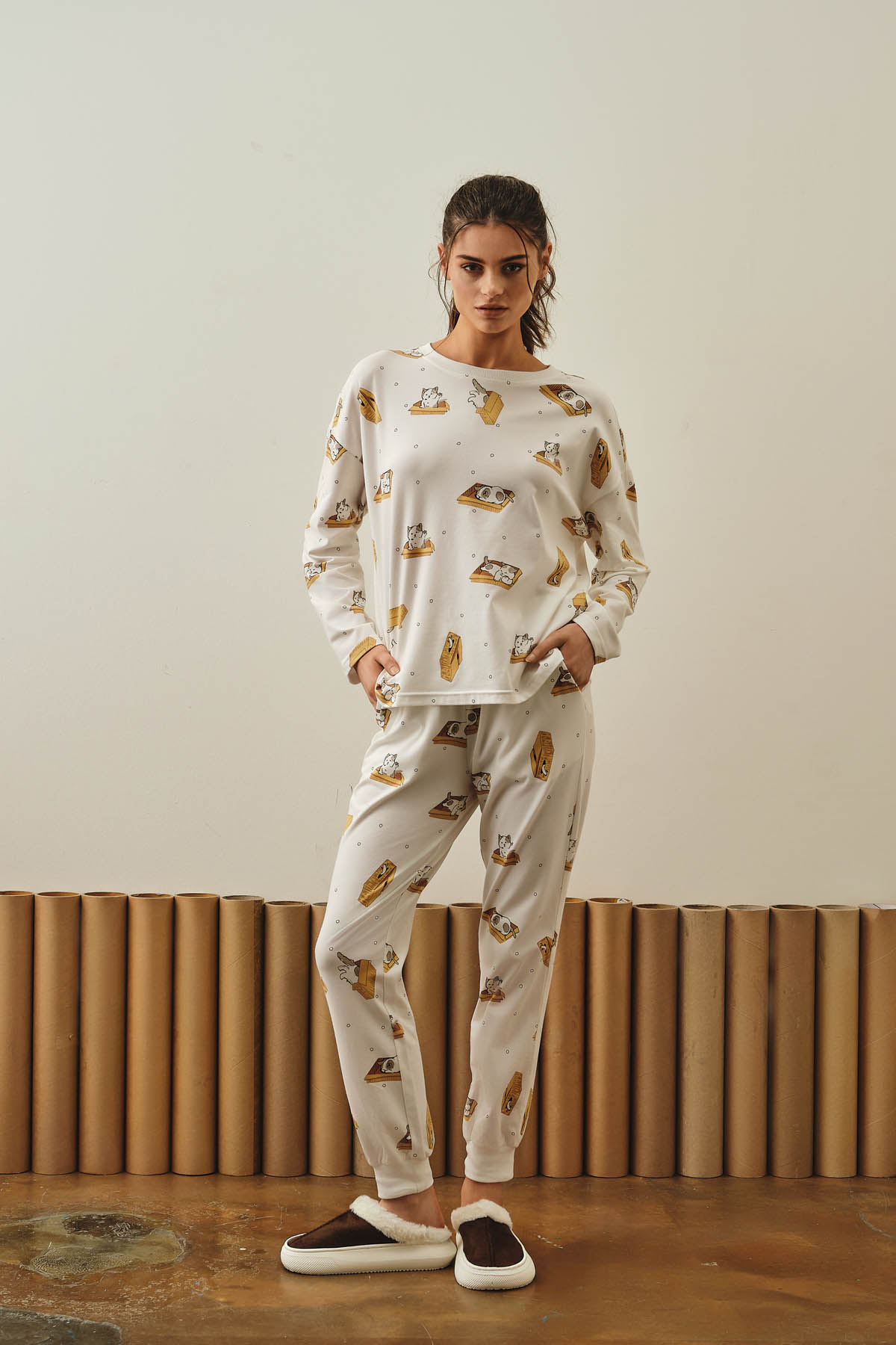 Kadın Pamuklu Uzun Pijama Takımı