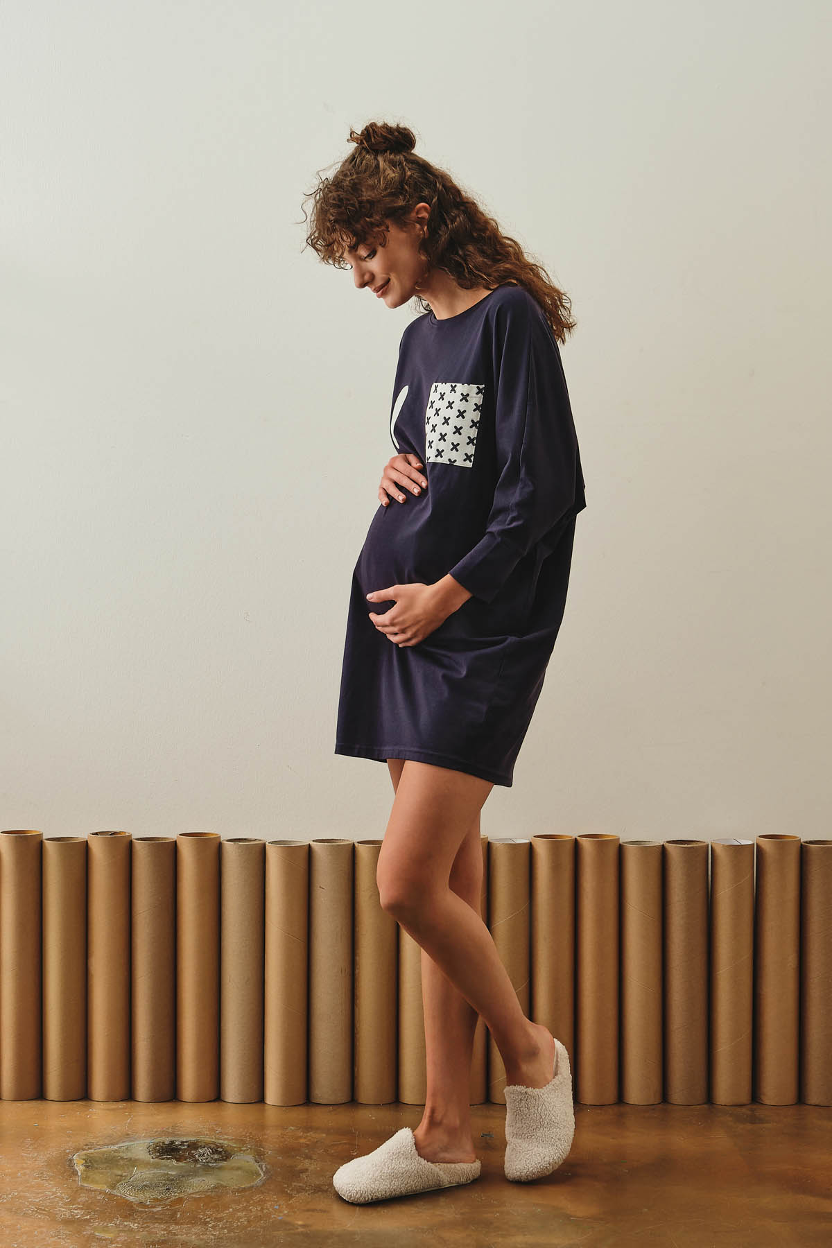 Hamile Pamuklu Oversize Gecelik