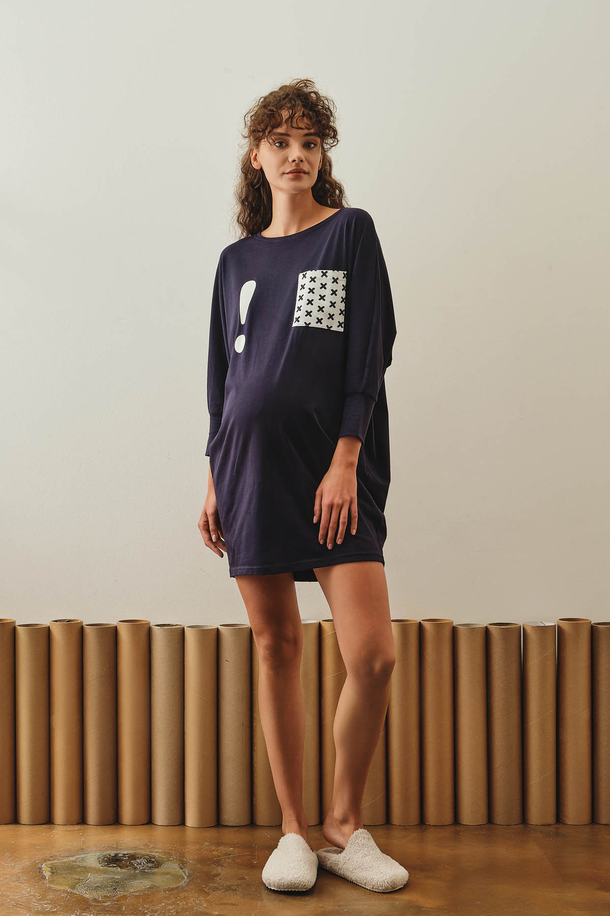 Hamile Pamuklu Oversize Gecelik