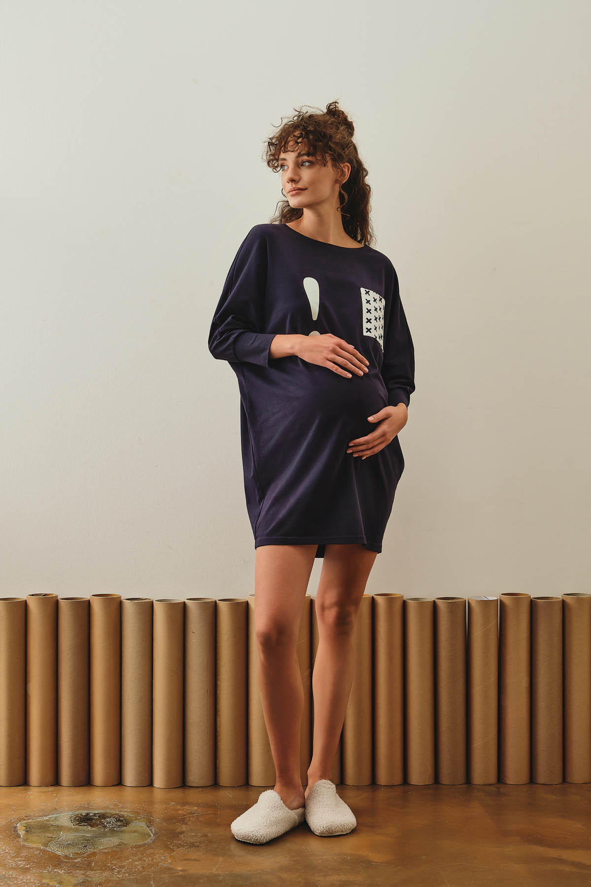Hamile Pamuklu Oversize Gecelik