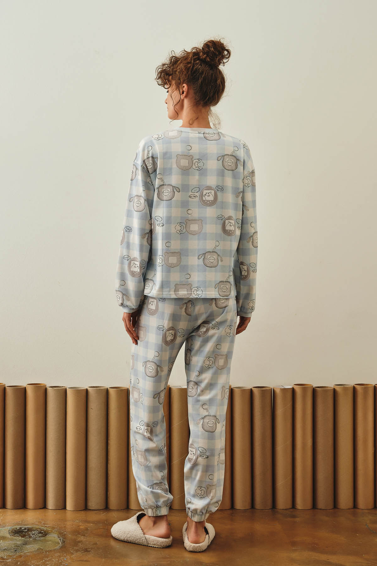 Kadını Pamuklu Uzun Kollu Pijama Üstü