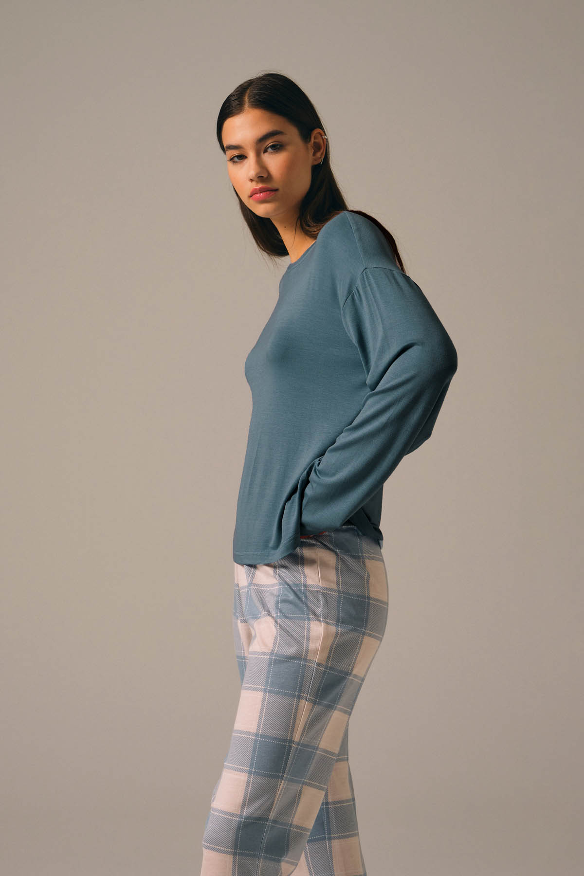 Kadın Modal Karışımlı Pamuklu Pijama Üstü
