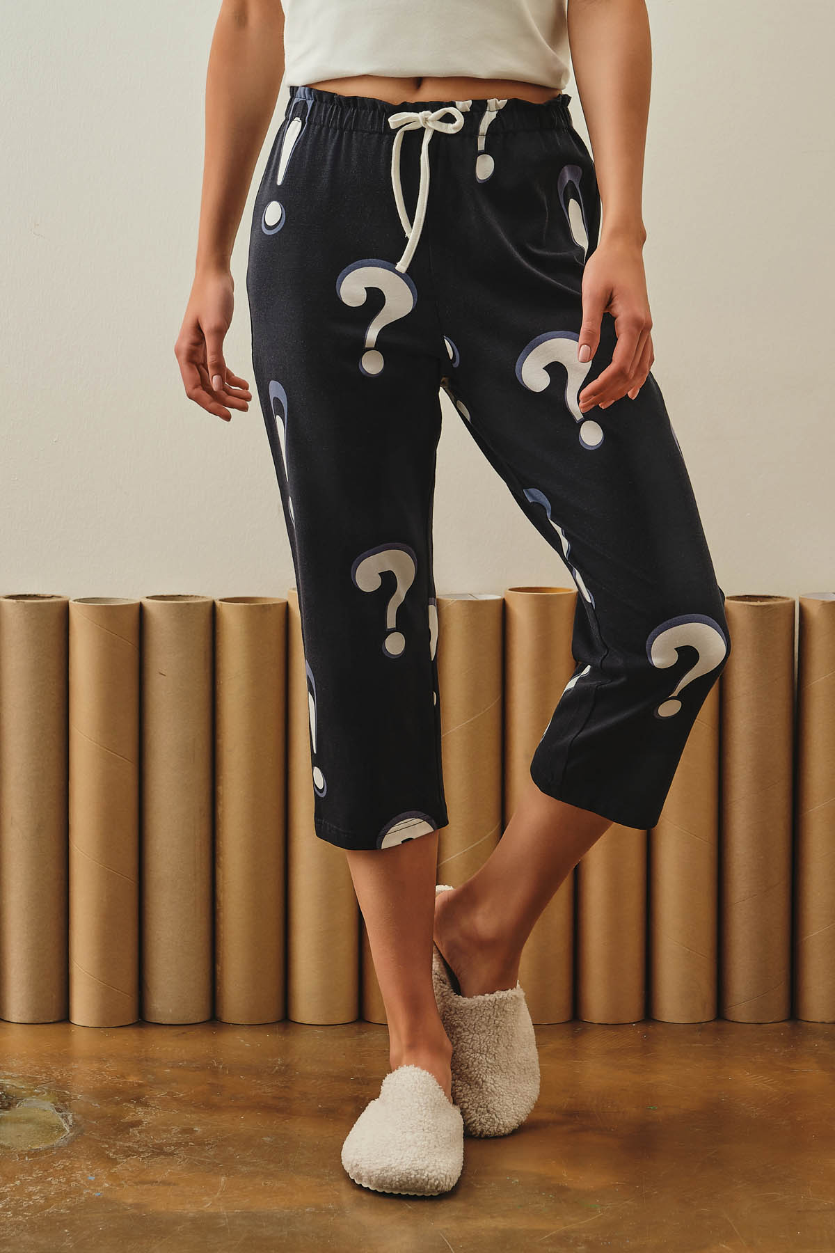 Kadın Pamuklu Kapri Pijama Altı