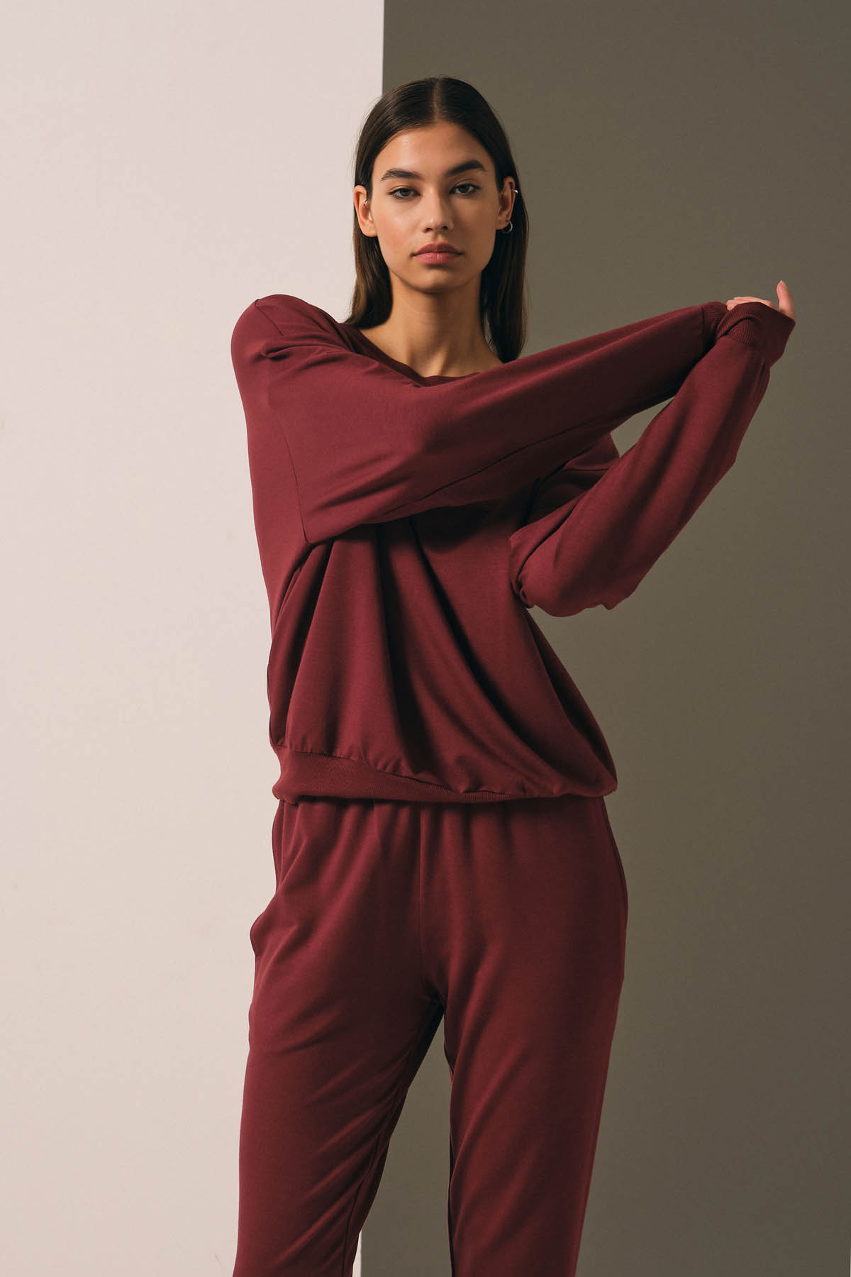 Kadın İki İplik Modal Sweatshirt