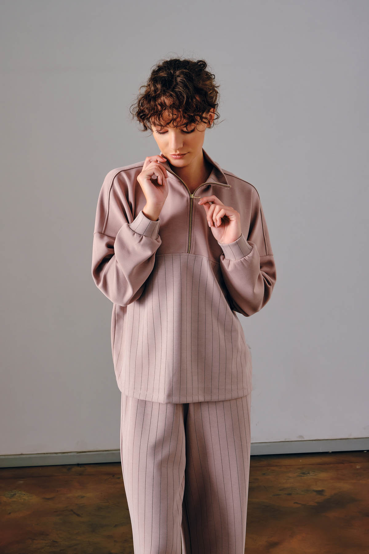 Kadın Soft Touch Yarım Fermuarlı Sweatshirt