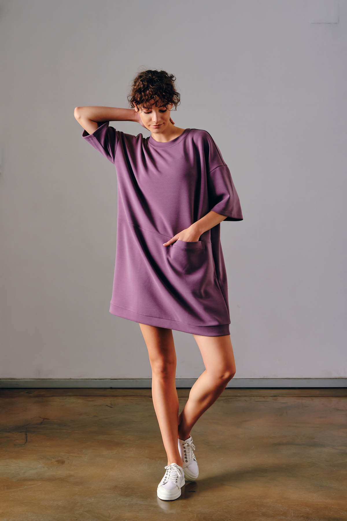 Kadın Soft Touch Cep Detaylı Kısa Kollu Elbise