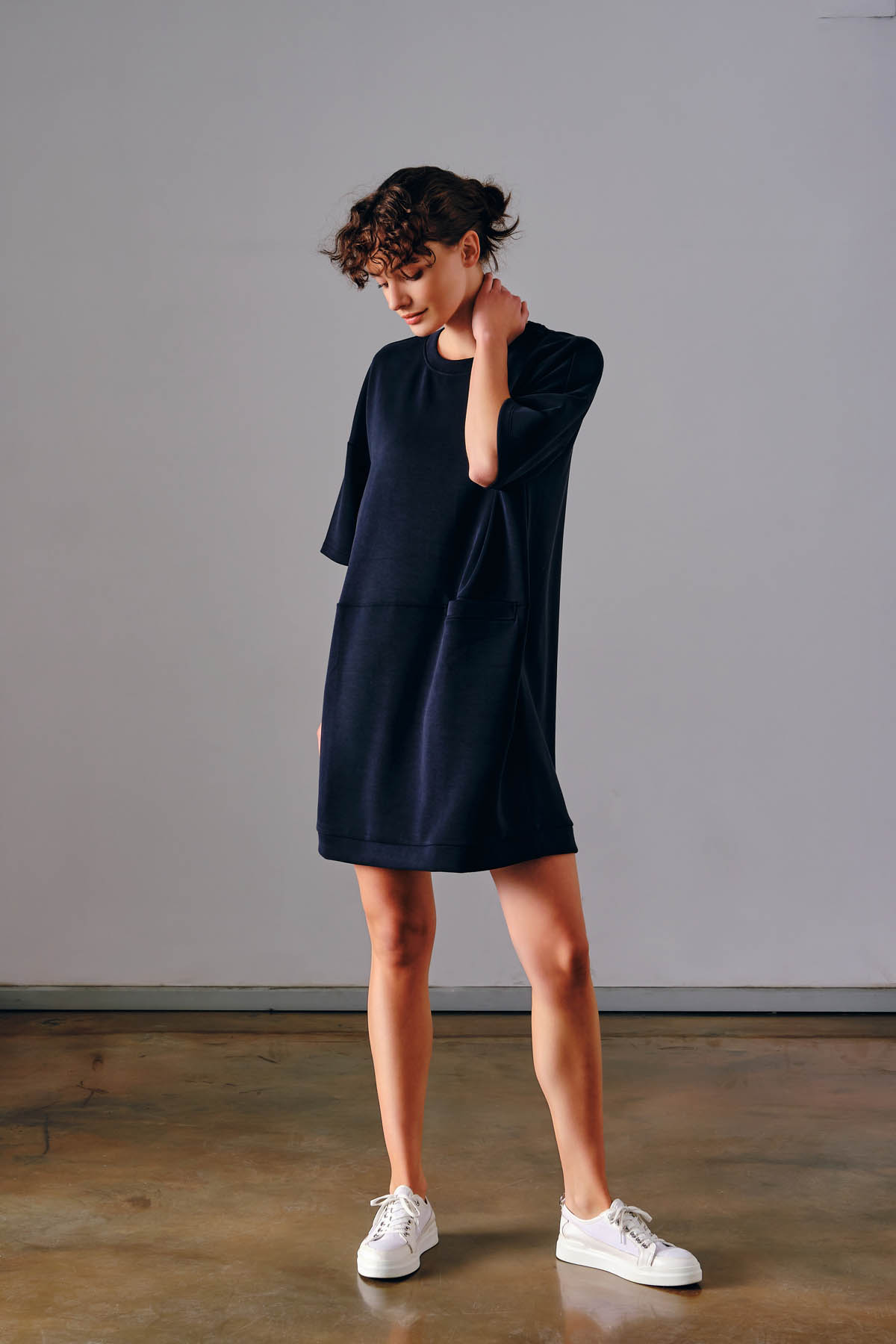 Kadın Soft Touch Cep Detaylı Kısa Kollu Elbise