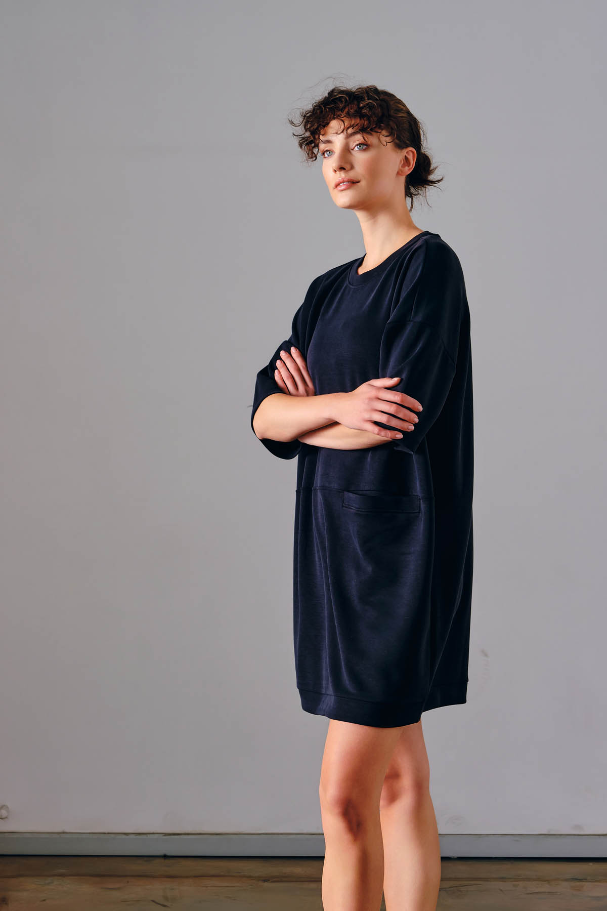 Kadın Soft Touch Cep Detaylı Kısa Kollu Elbise