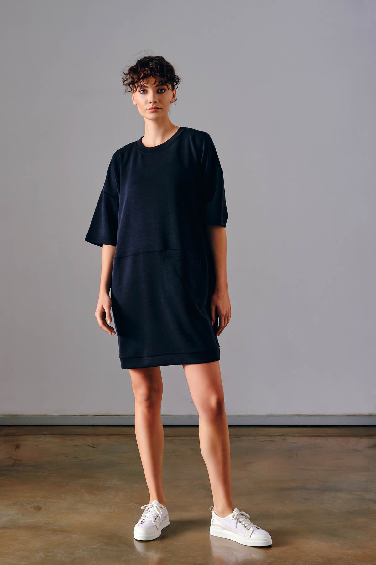 Kadın Soft Touch Cep Detaylı Kısa Kollu Elbise