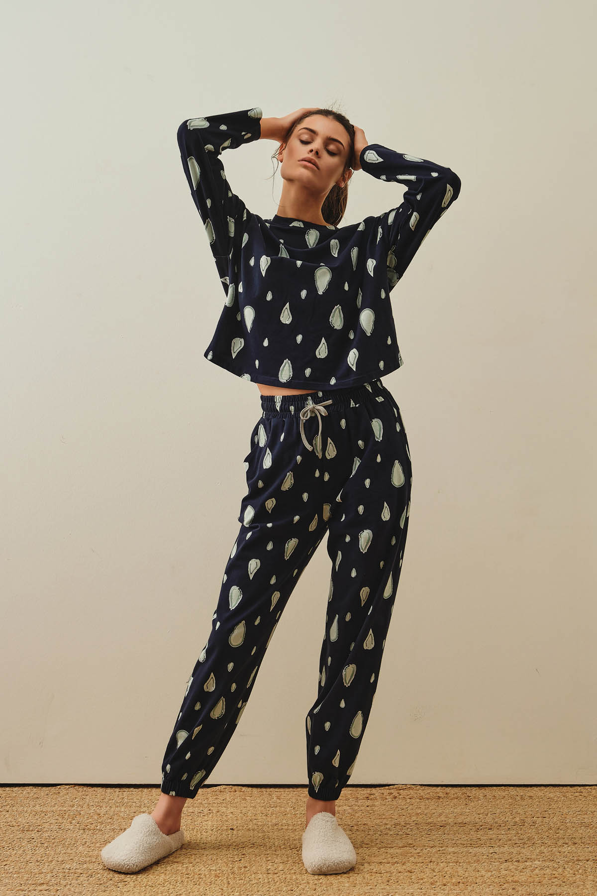 Kadın Pamuklu Uzun Kollu Pijama Üstü