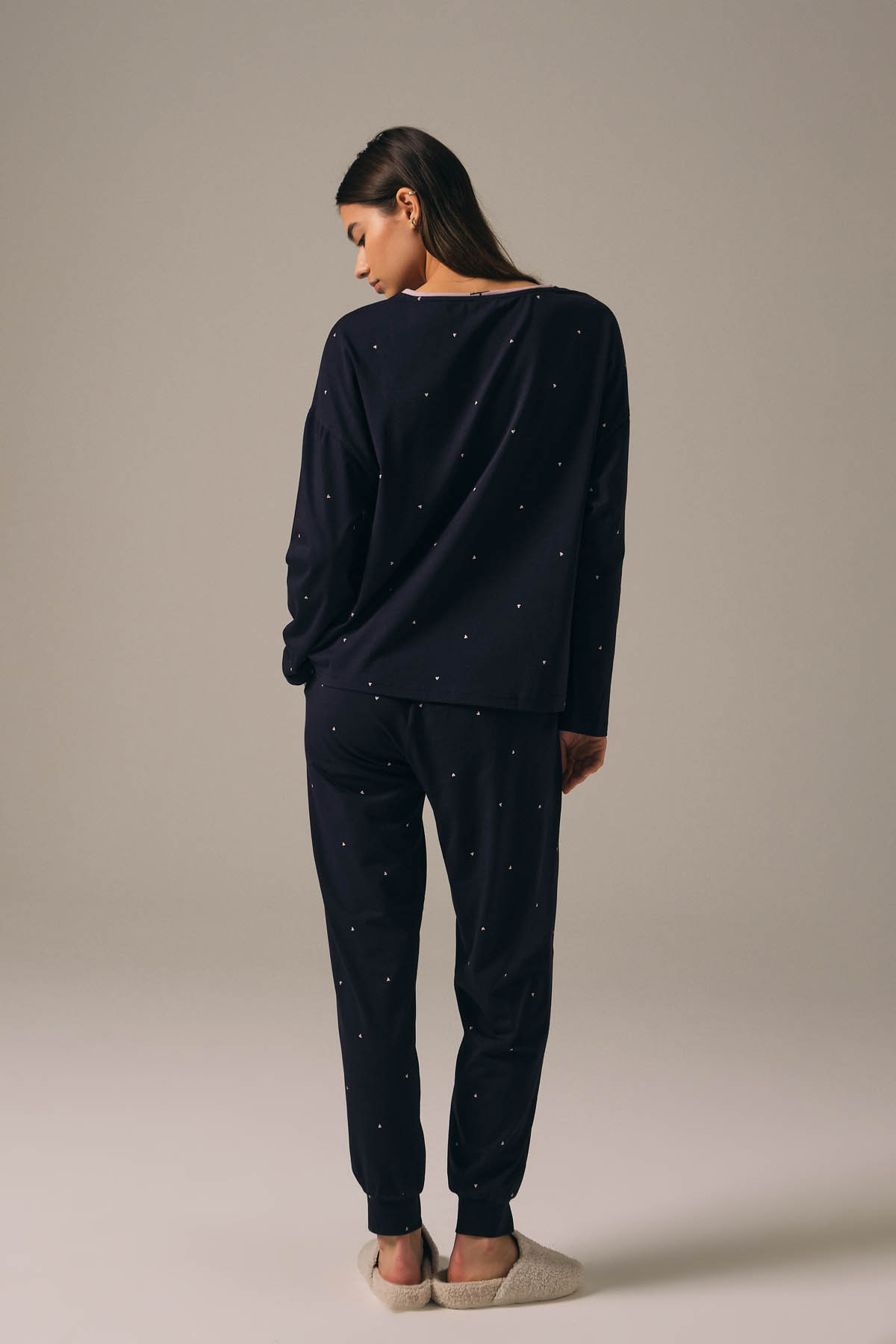 Kadın Pamuklu Uzun Kollu Pijama Üstü