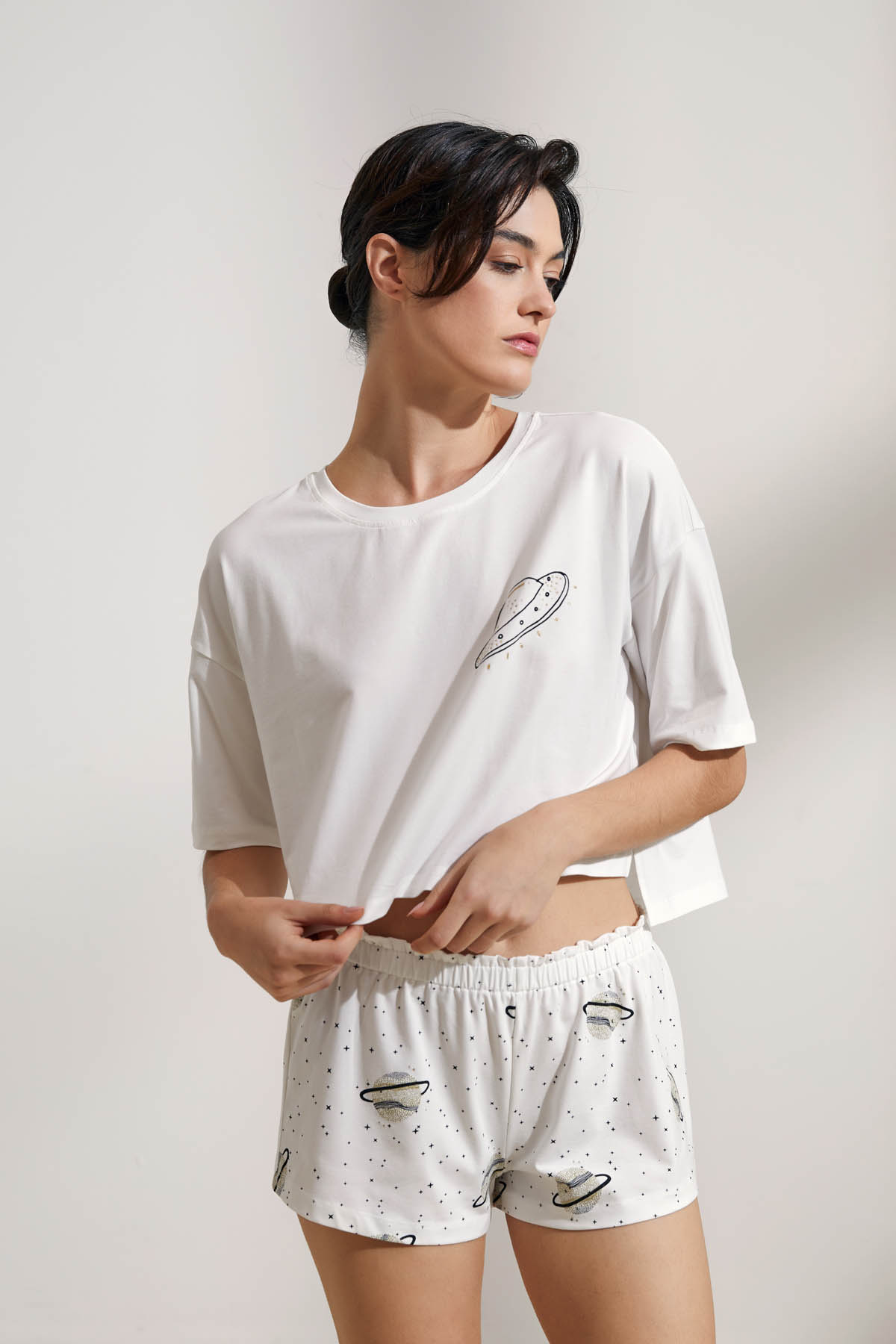 Kadın Pamuklu Kısa Kollu Tshirt