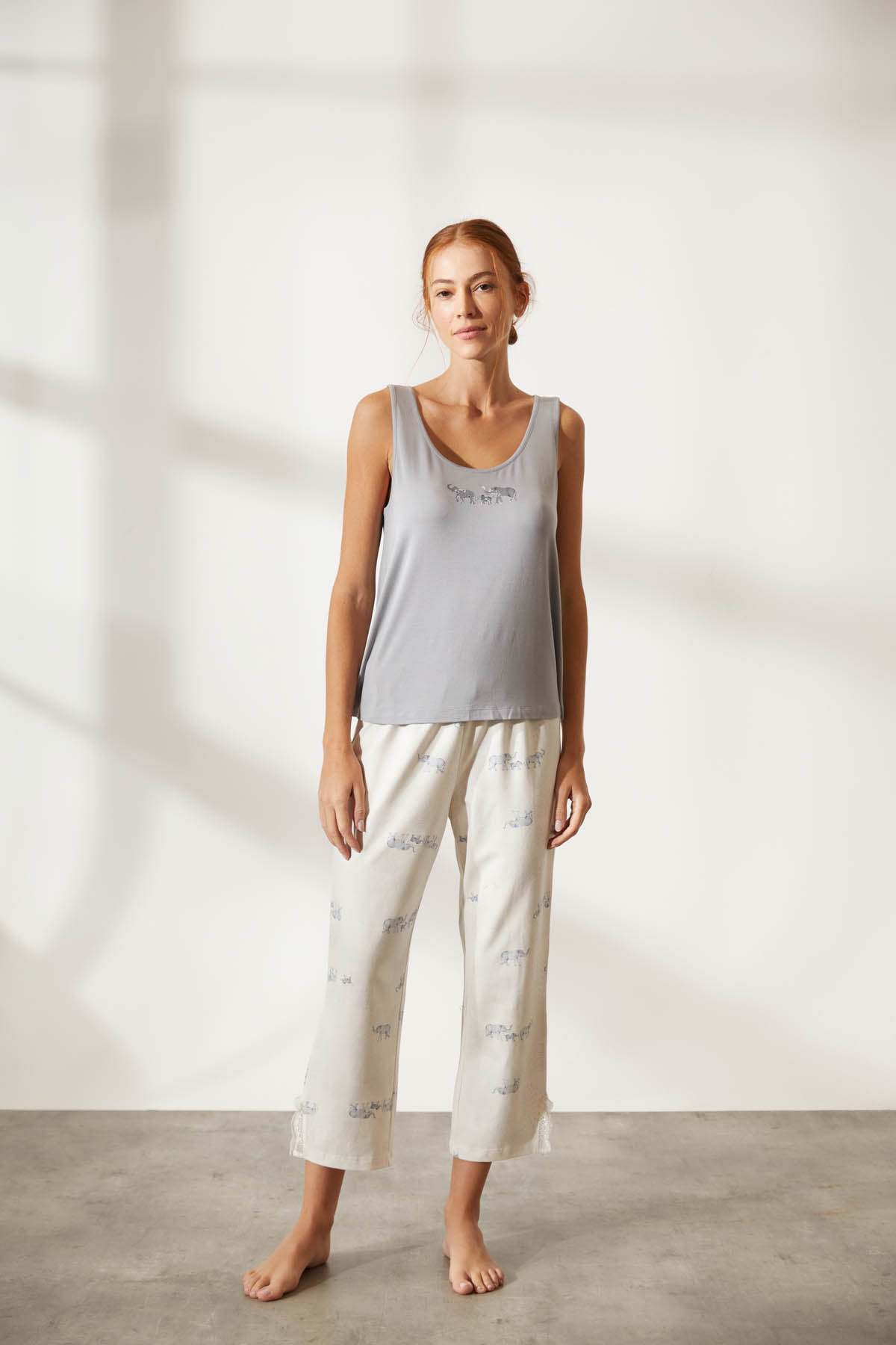 Kadın Pamuklu Kapri Pijama Altı