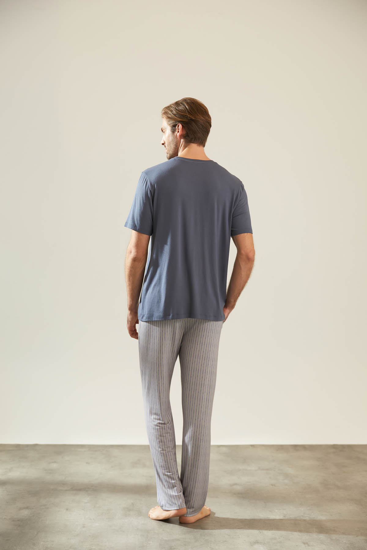 KLY Midi Yaka Erkek Uzun Kollu Kışlık Pijama 9250 main image 1