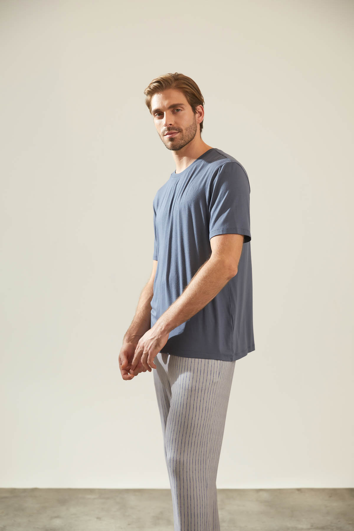 Erkek Modal Kısa Kollu Pijama Üstü