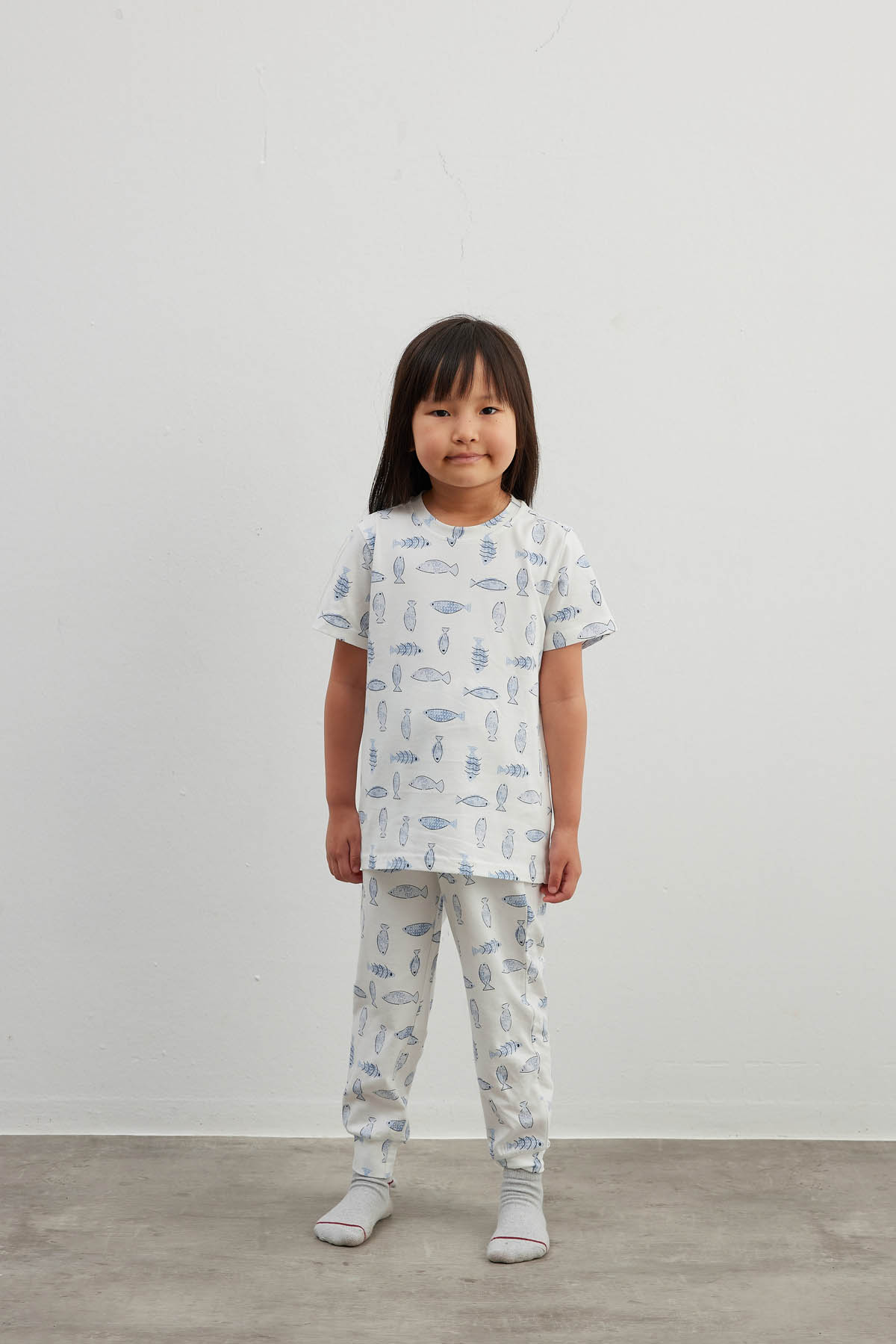 Kız Çocuk Pamuklu Kısa Kollu Uzun Pijama Takımı
