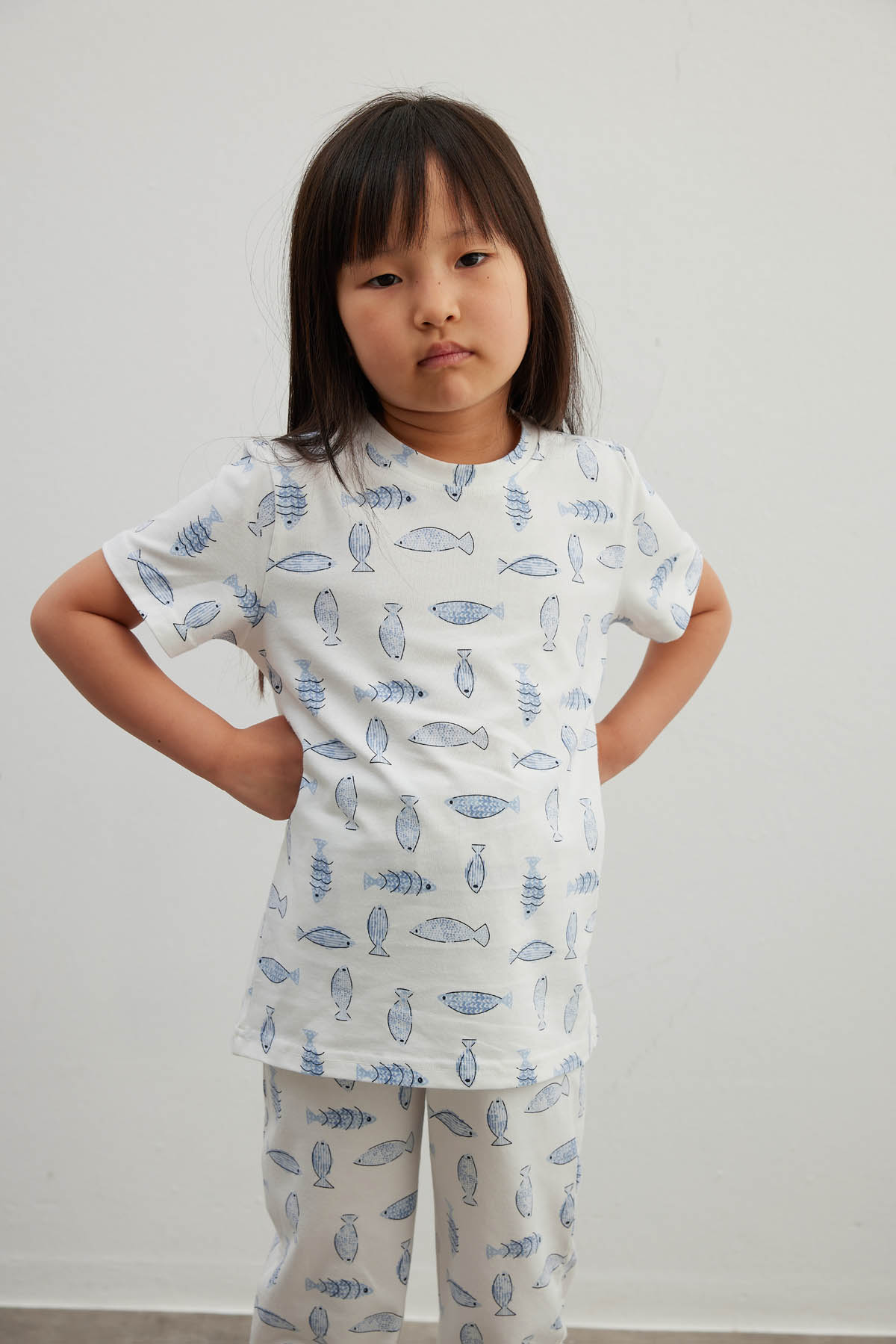 Kız Çocuk Pamuklu Kısa Kollu Uzun Pijama Takımı